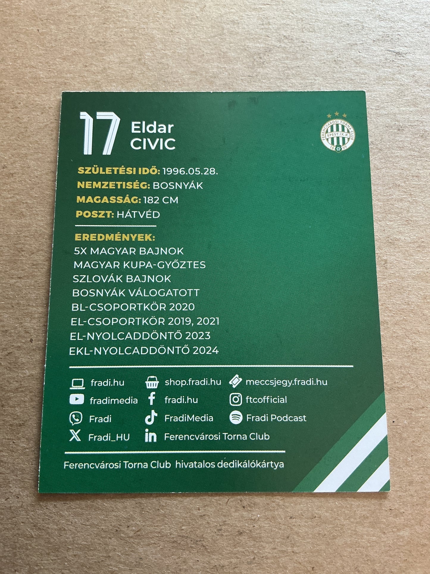 Eldar Civic, Bosnia 🇧🇦 Ferencvaros TC 2024/25 hand signed
