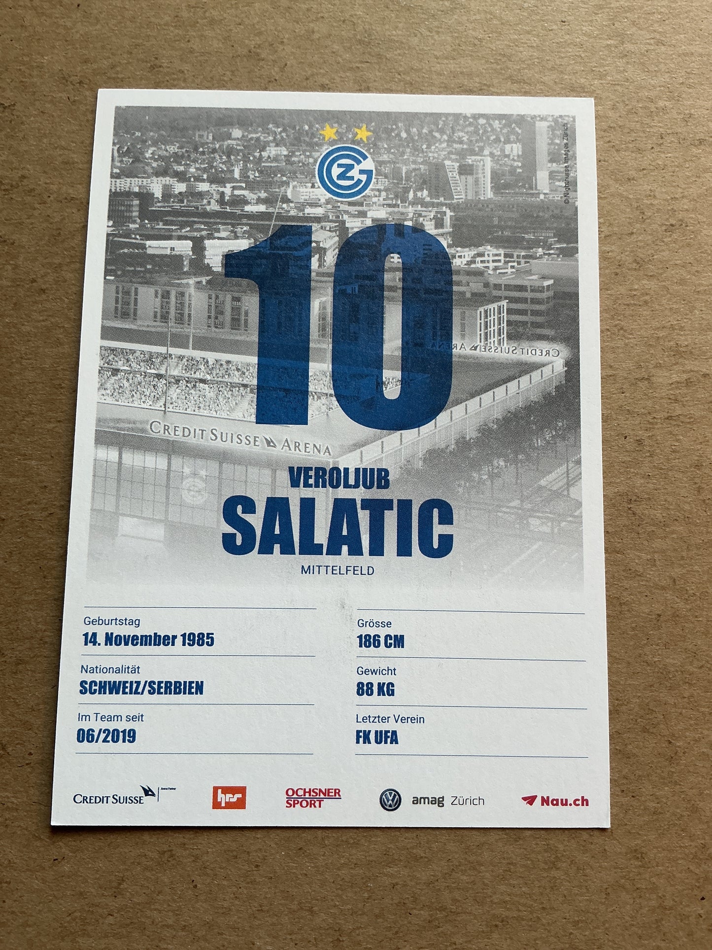Veroljub Salatic, Serbia 🇷🇸 Grasshopper Zürich 2019/20 hand signed