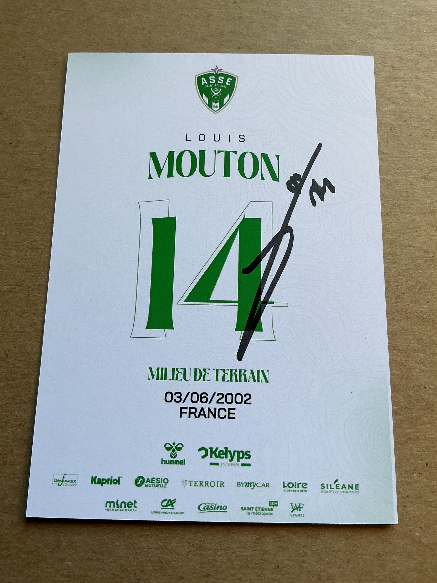Louis Mouton, France 🇫🇷 AS Saint-Etienne 2024/25 hand signed
