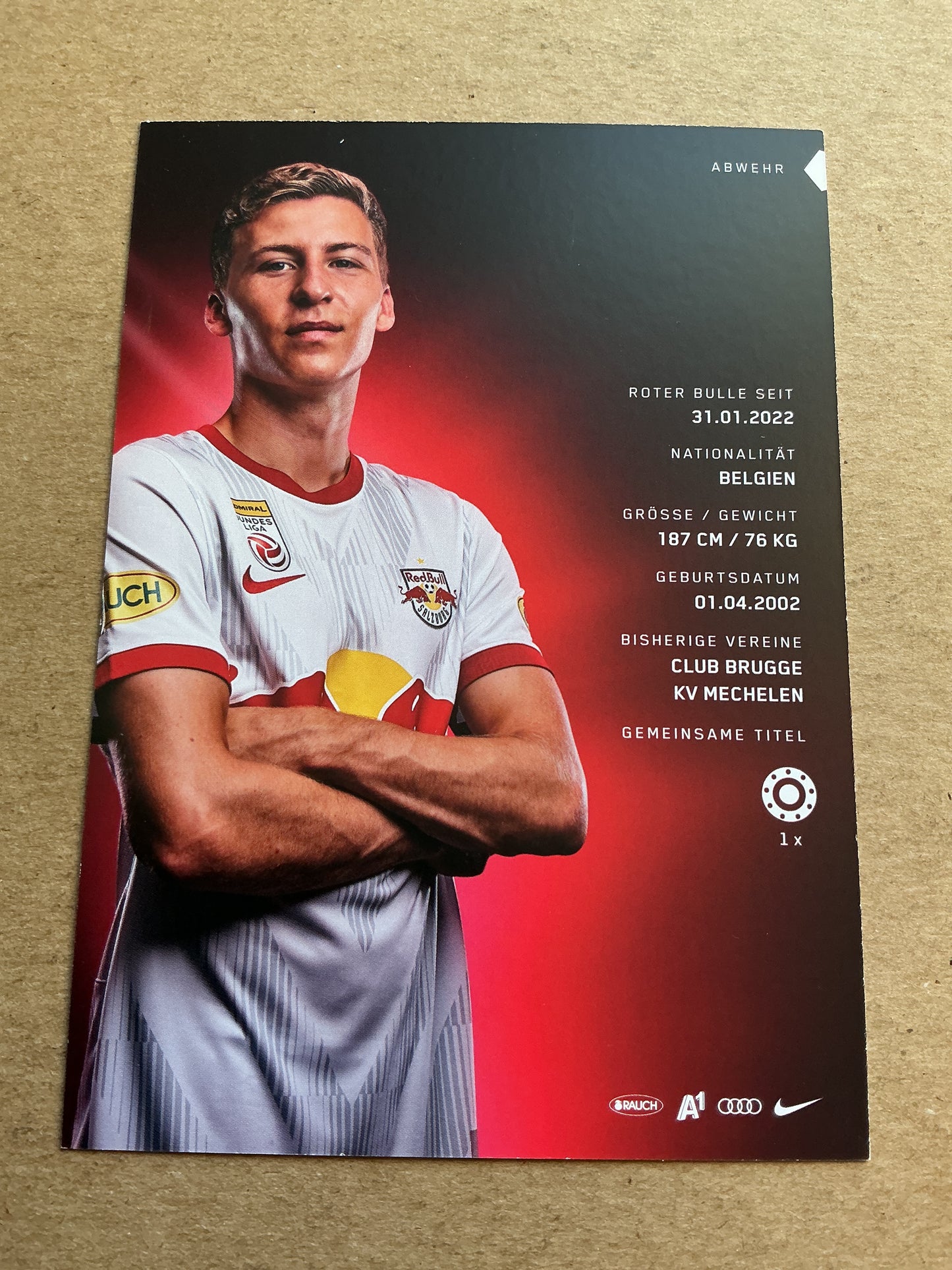 Ignace van der Brempt, Belgium 🇧🇪 FC Red Bull Salzburg 2022/23 hand signed