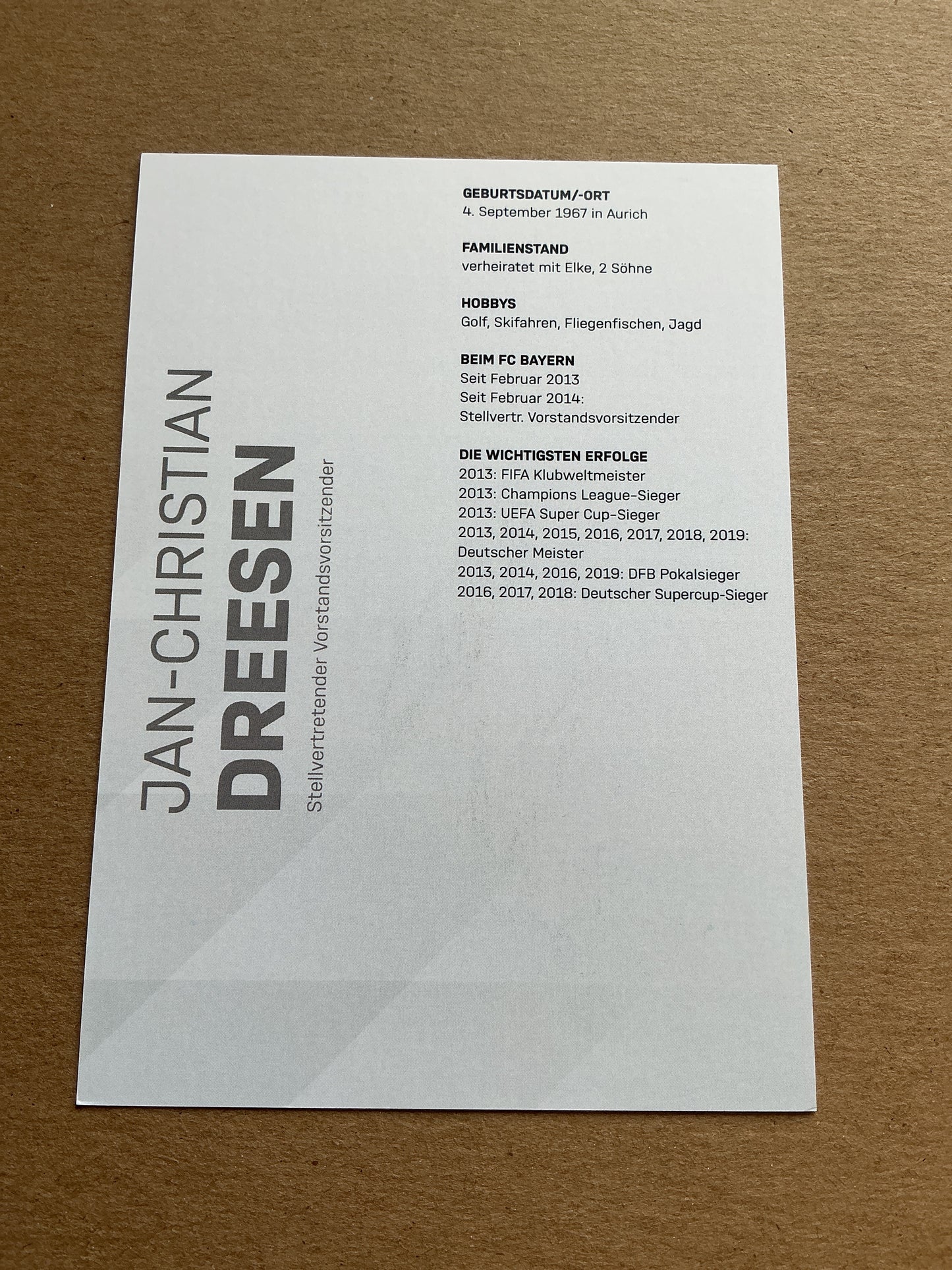Jan-Christian Dreesen, Germany 🇩🇪 FC Bayern München 2019/20 hand signed