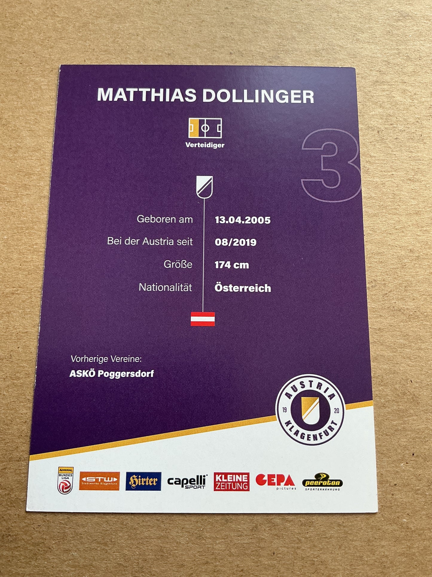 Matthias Dollinger, Austria ๐ฆ๐น Austria Klagenfurt 2023/24 hand signed