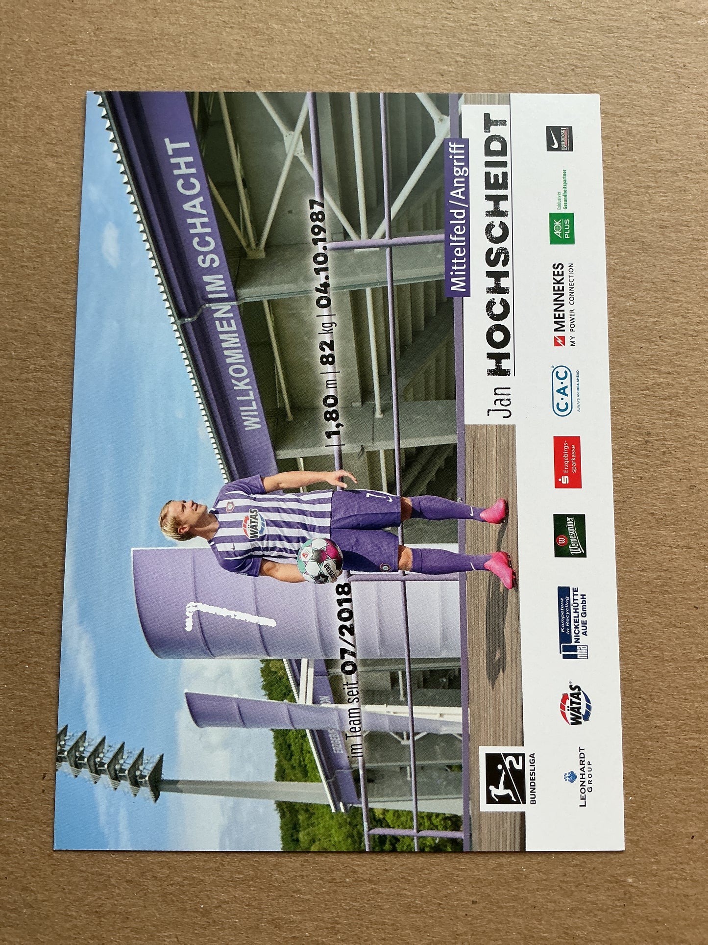 Jan Hochscheidt, Germany π©πͺ FC Erzgebirge Aue 2020/21 hand signed
