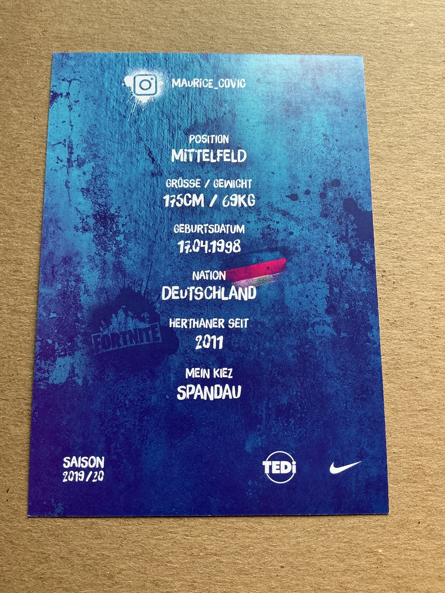 Maurice Covic, Germany π©πͺ Hertha BSC Berlin 2019/20 hand signed