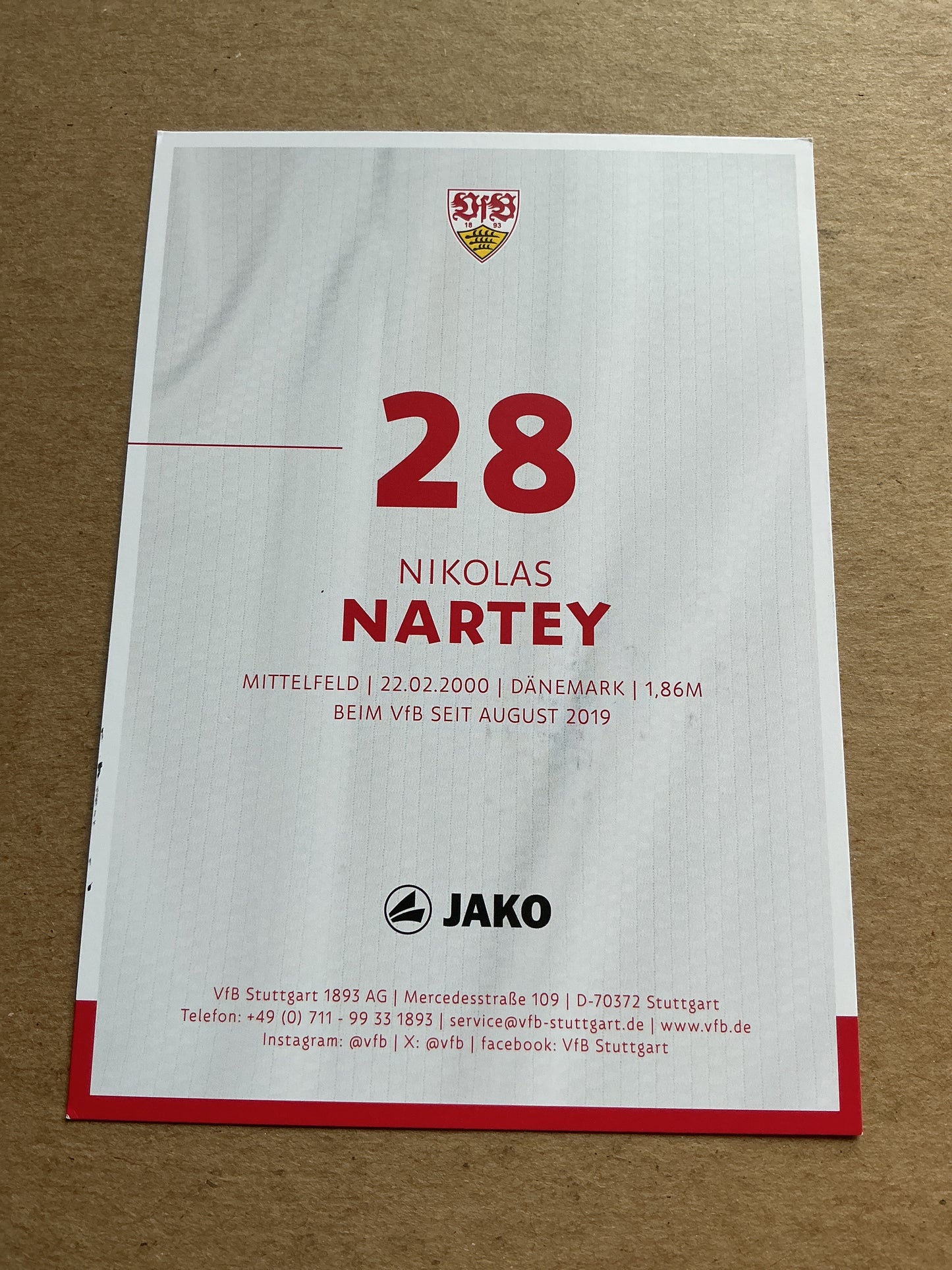 Nikolas Nartey, Denmark 🇩🇰 VfB Stuttgart 2024/25 hand signed