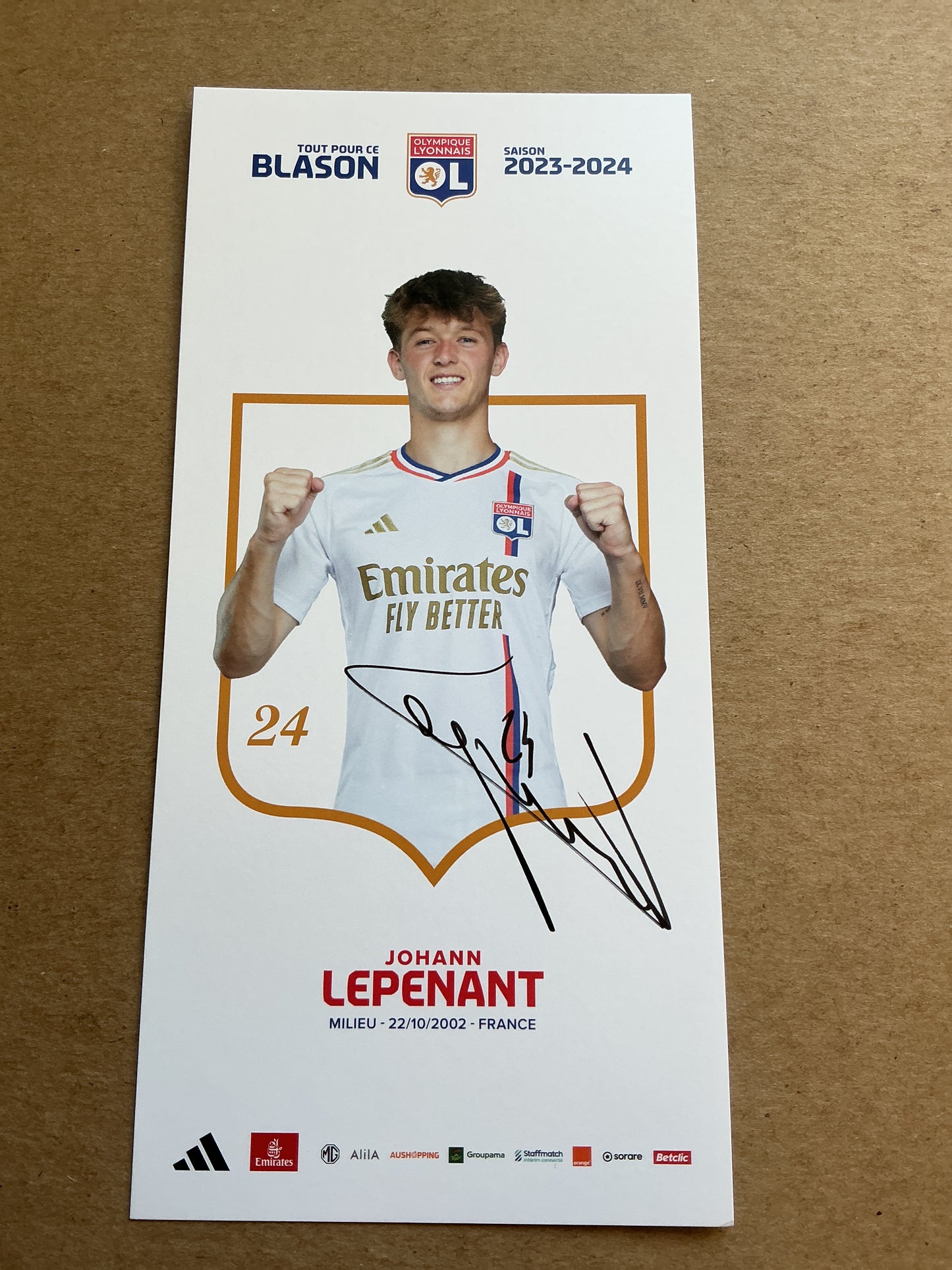 Johann Lepenant, France 🇫🇷 Olympique Lyon 2023/24 hand signed