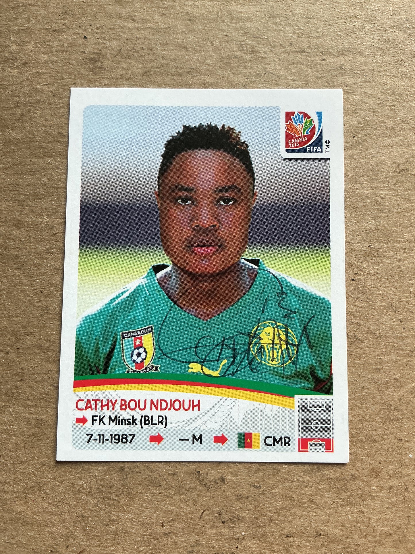 Cathy Bou Ndjouh, Cameroon 🇨🇲 FIFA Women’s World Cup 2015 Panini hand signed