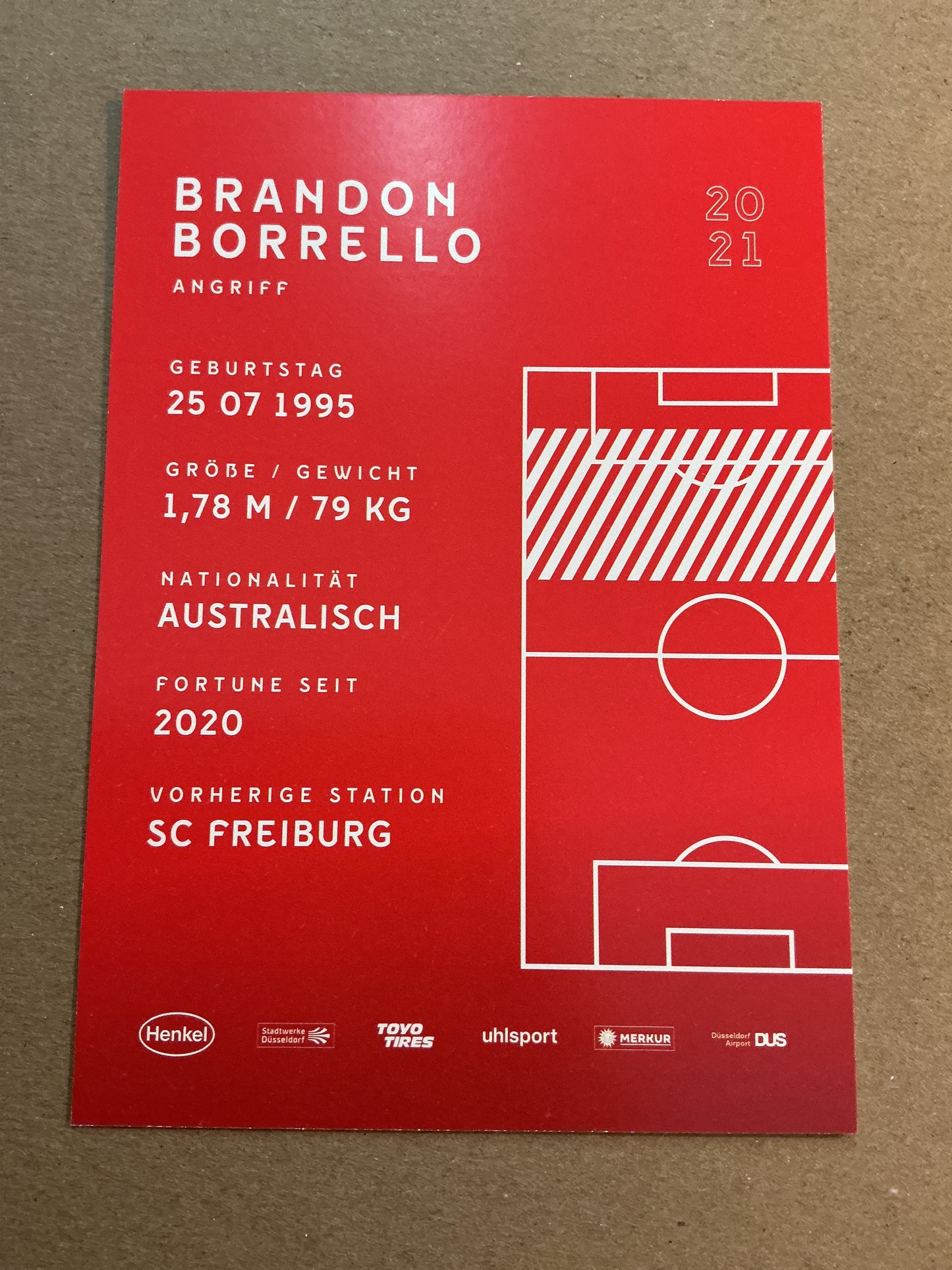 Brandon Borrello, Australia 🇦🇺 Fortuna Düsseldorf 2020/21 hand signed