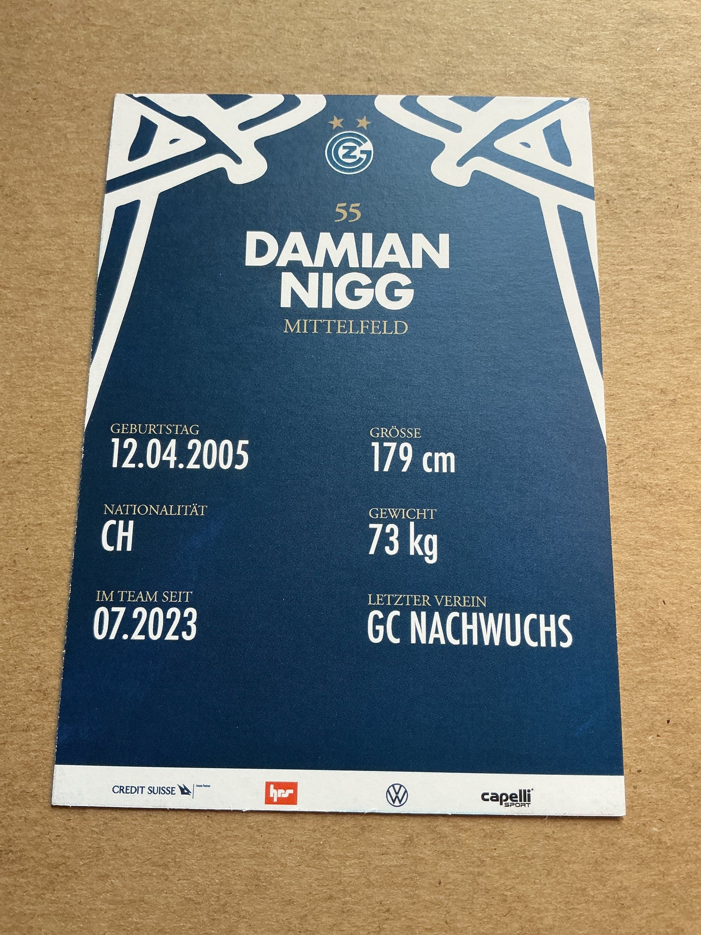 Damian Nigg, Switzerland 🇨🇭 Grasshopper Club Zürich 2023/24 hand signed