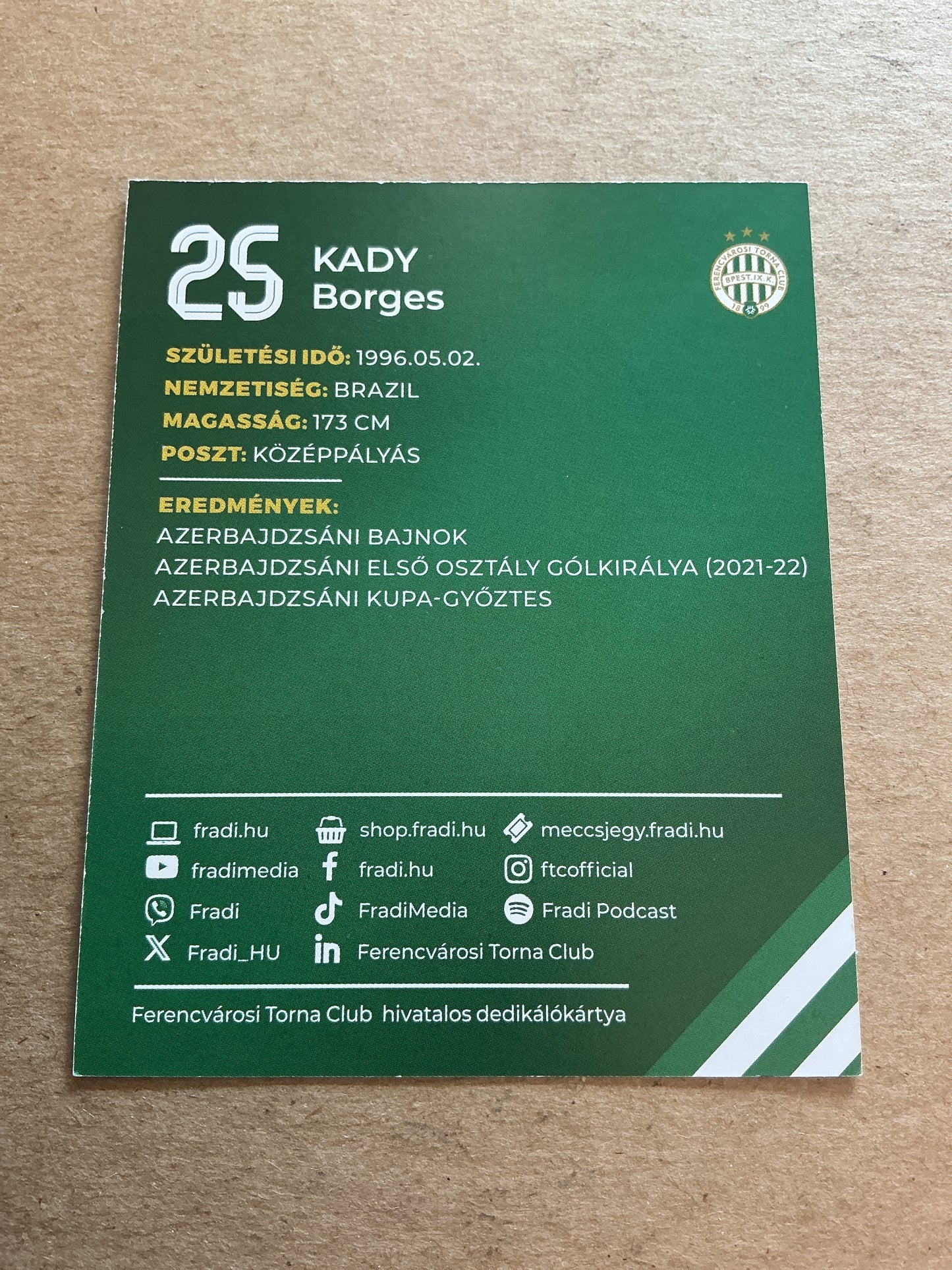 Kady Borges, Brazil 🇧🇷 Ferencvaros TC 2024/25 hand signed