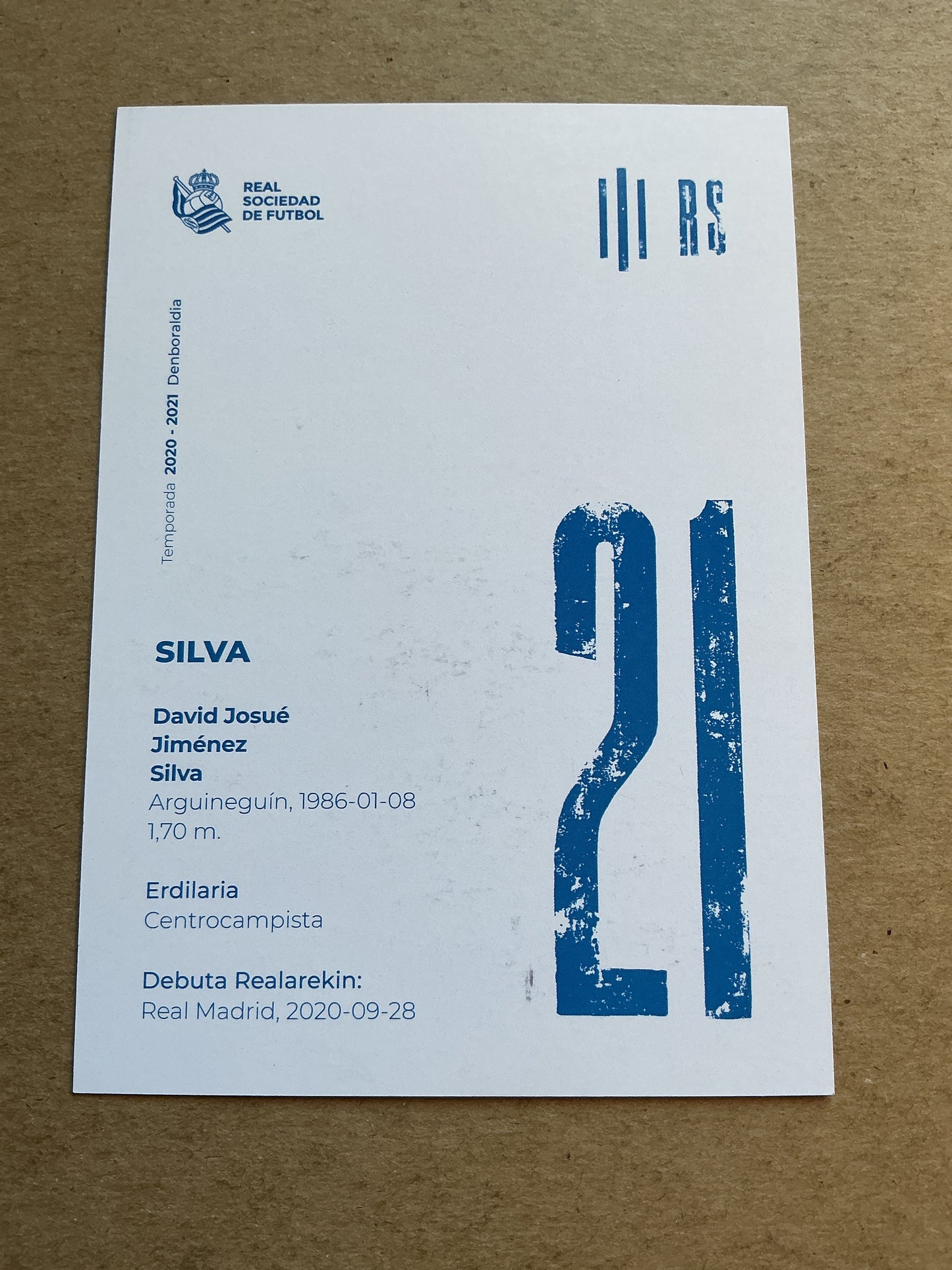 David Silva, Spain 🇪🇸 Real Sociedad 2020/21 hand signed