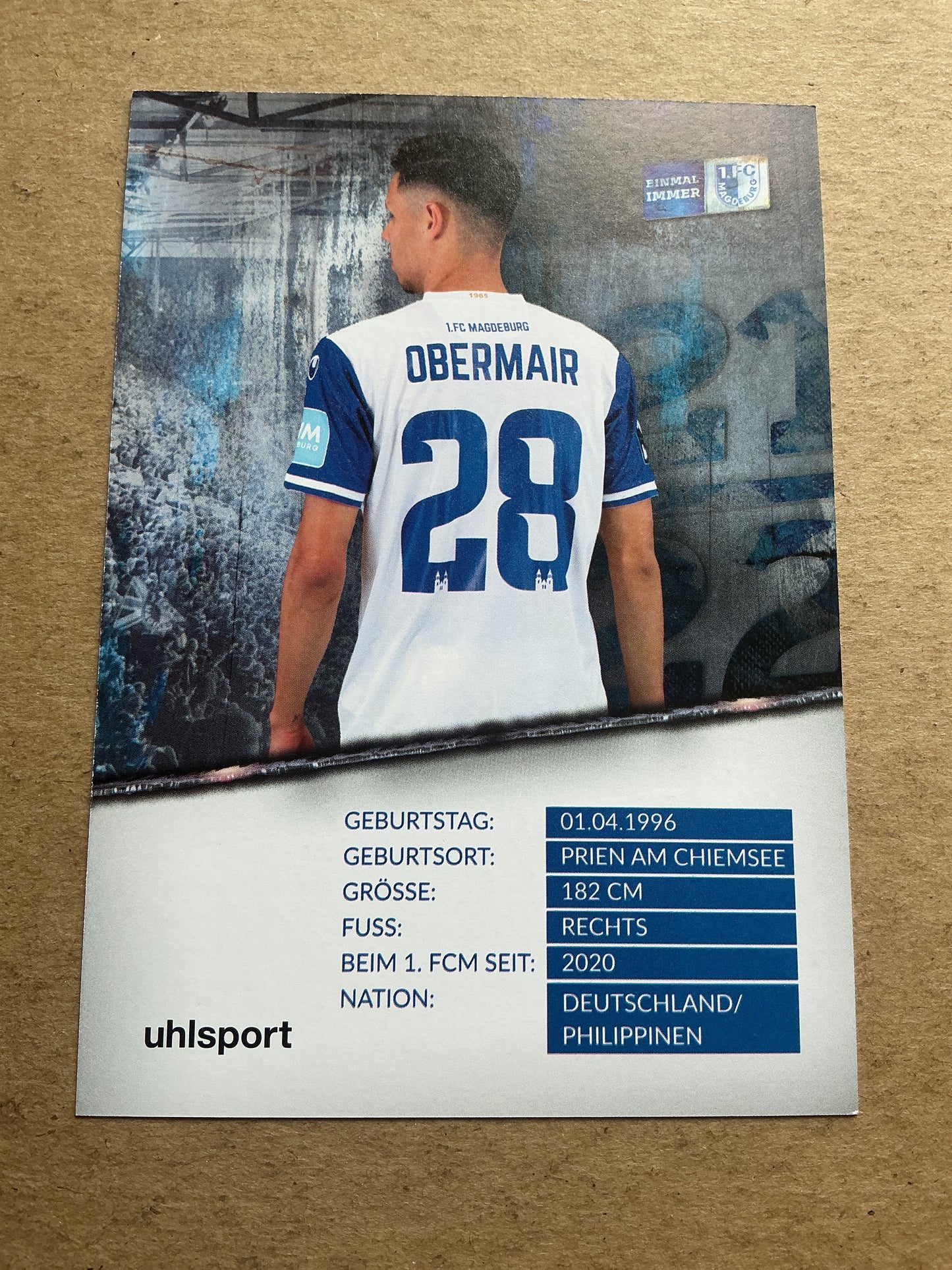 Raphael Obermair, Germany π©πͺ 1.FC Magdeburg 2021/22 hand signed