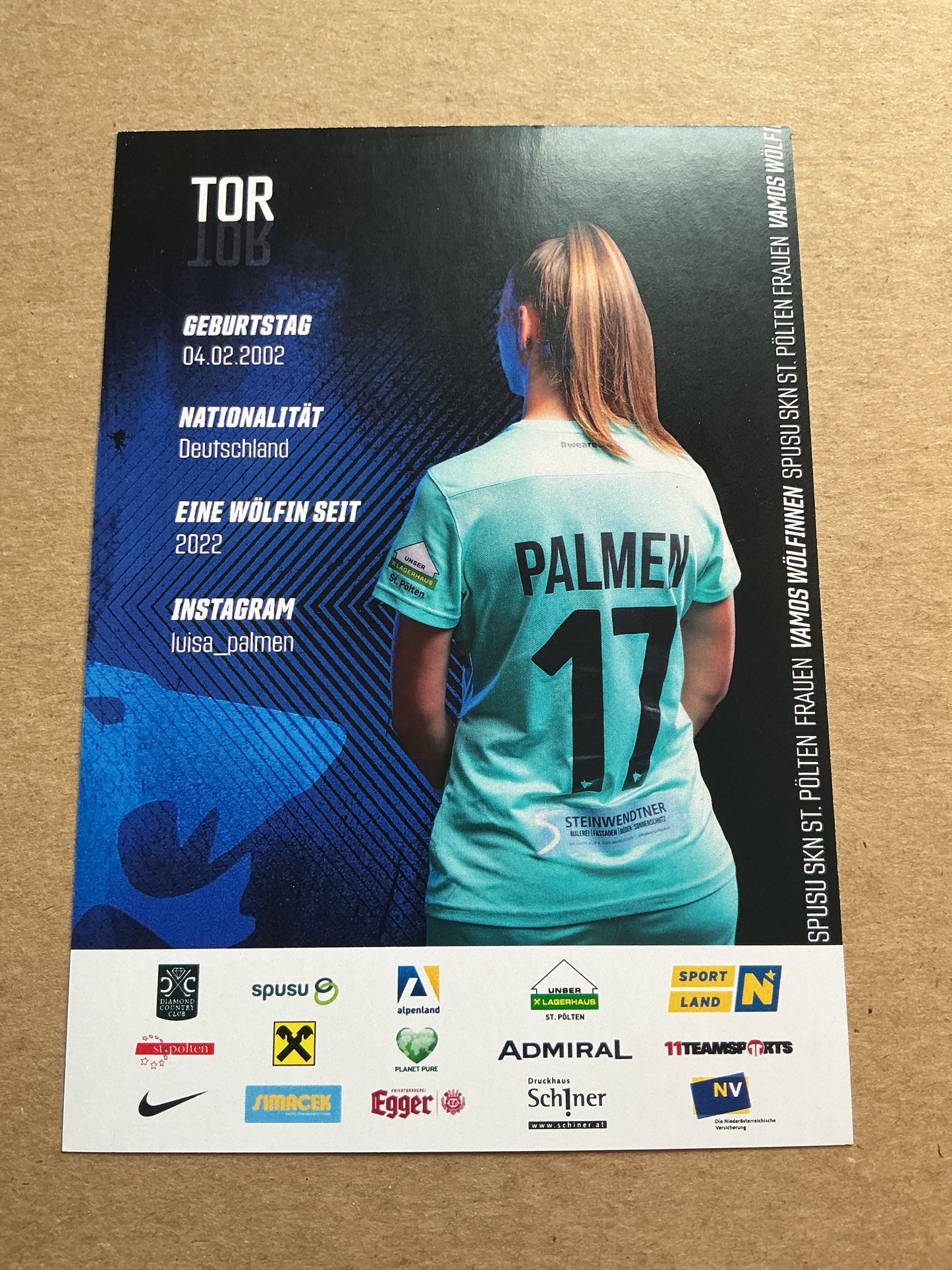 Luisa Palmen, Germany 🇩🇪 SKN St.Pölten 2022/23 hand signed