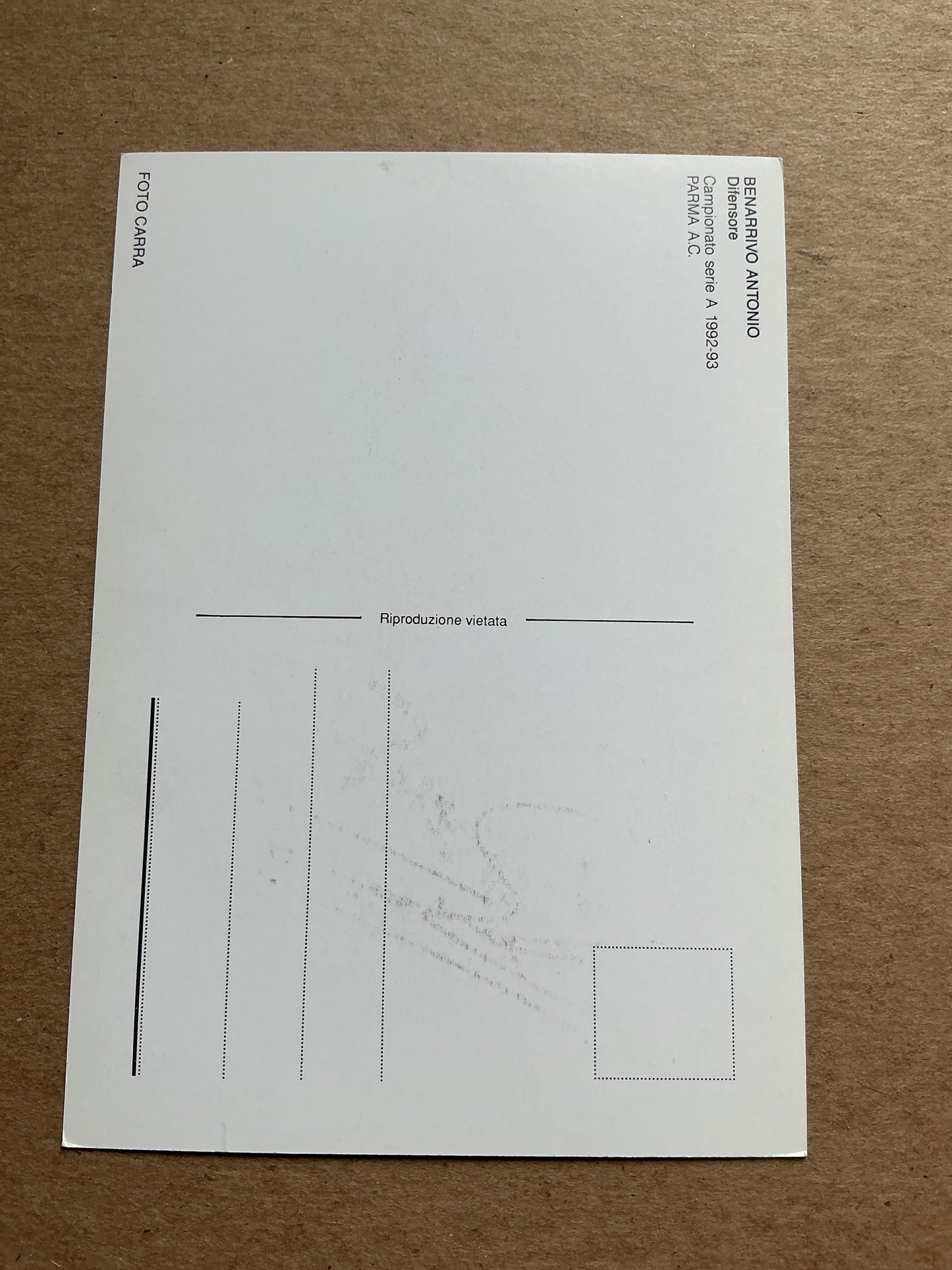 Antonio Benarrivo, Italy 🇮🇹 AC Parma 1992/93 hand signed