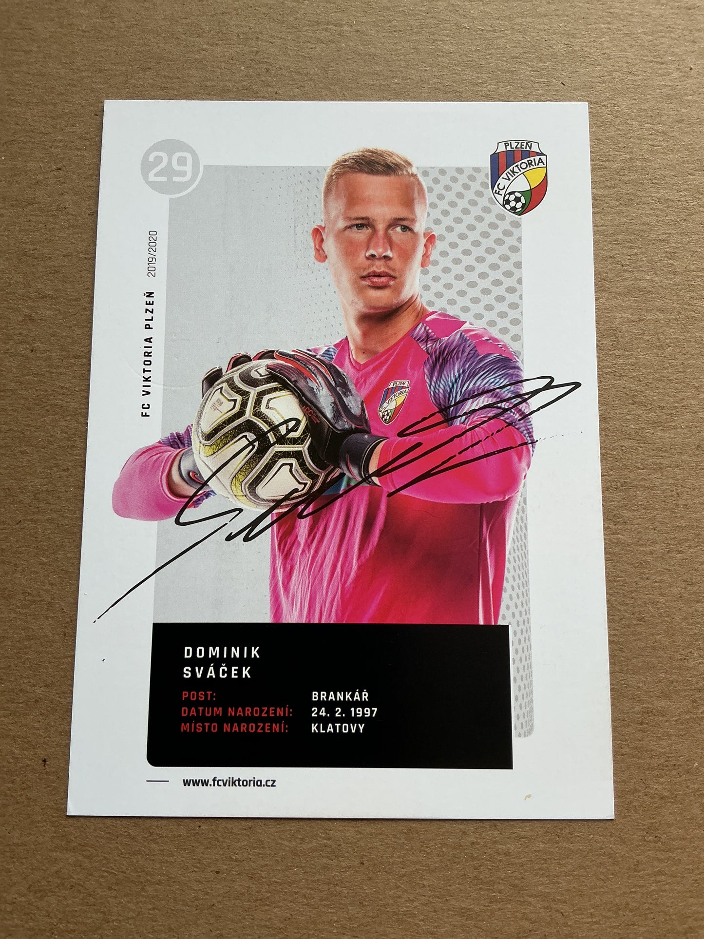 Dominik Sváček, Czech Republic 🇨🇿 FC Viktoria Plzeň 2019/20 hand signed