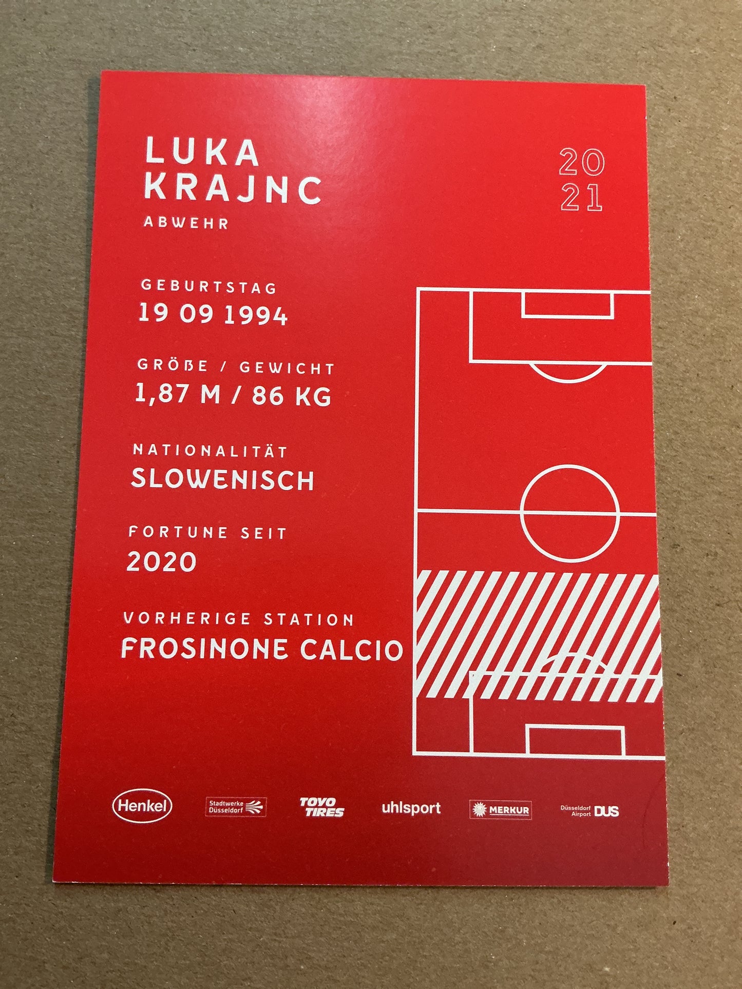 Luka Kranj, Slovenia 🇸🇮 Fortuna Düsseldorf 2020/21 hand signed