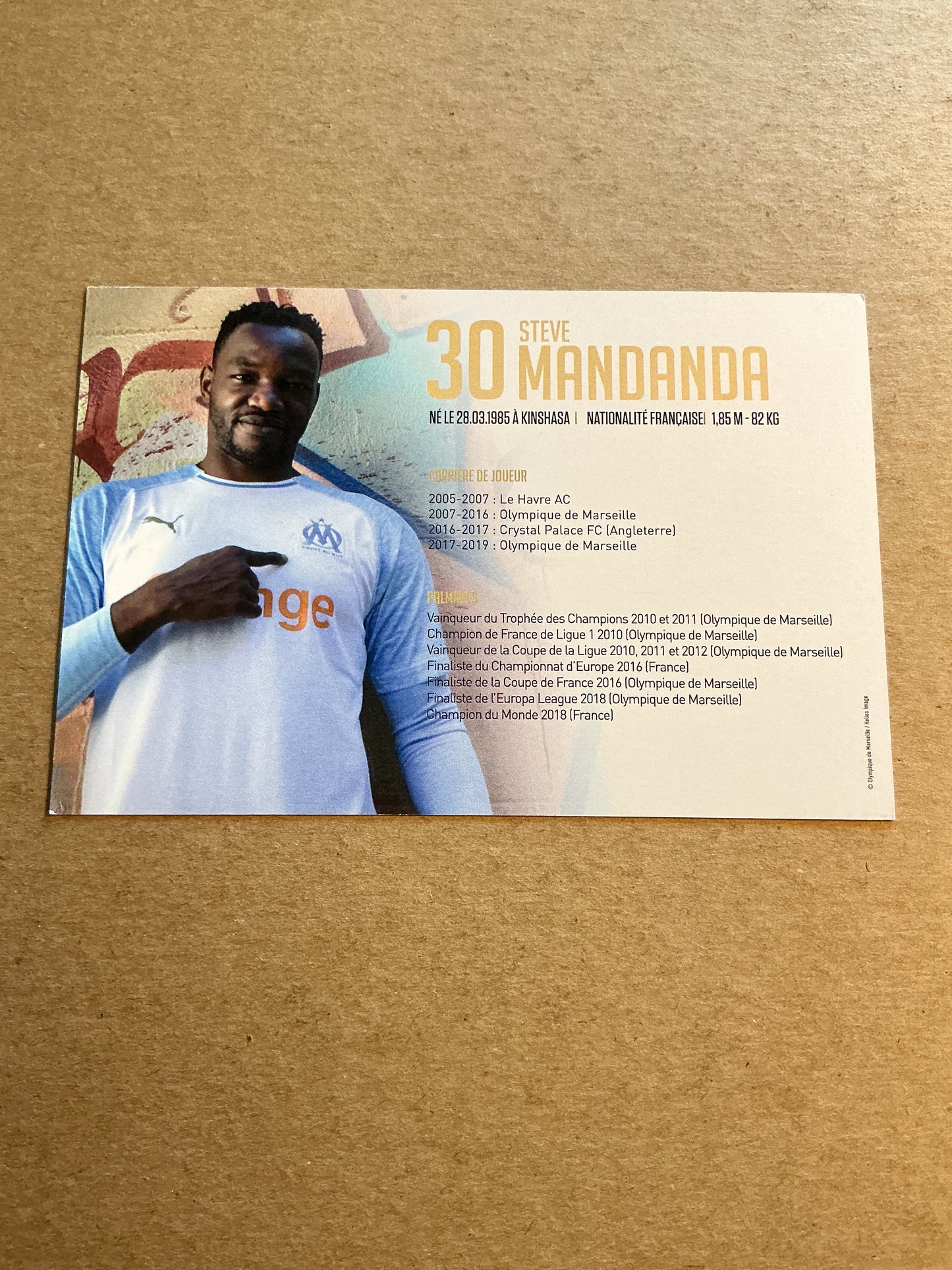 Steve Mandanda, France 🇫🇷 Olympique Marseille 2018/19 hand signed