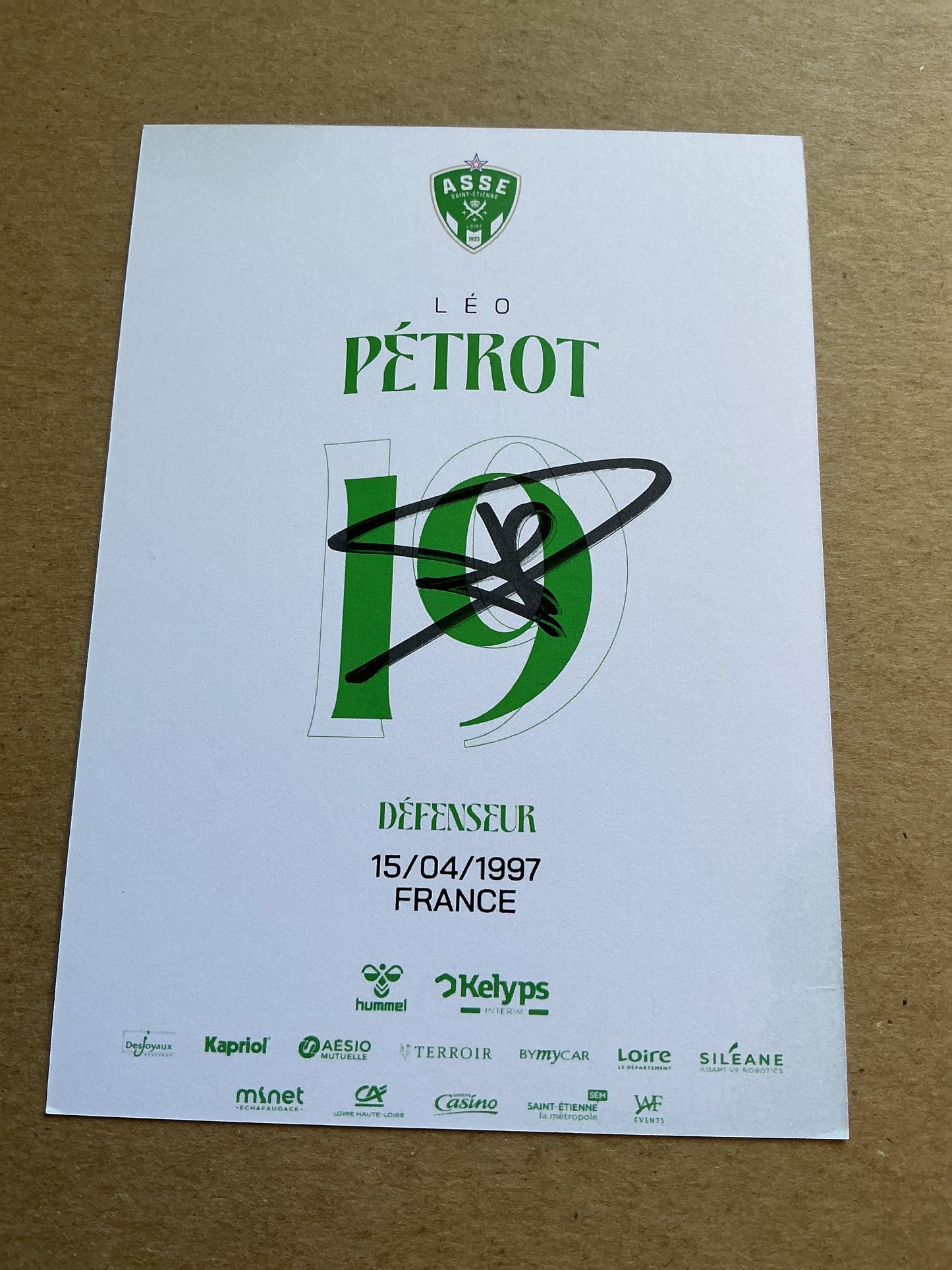 Leo Petrot, France 🇫🇷 AS Saint-Etienne 2024/25 hand signed