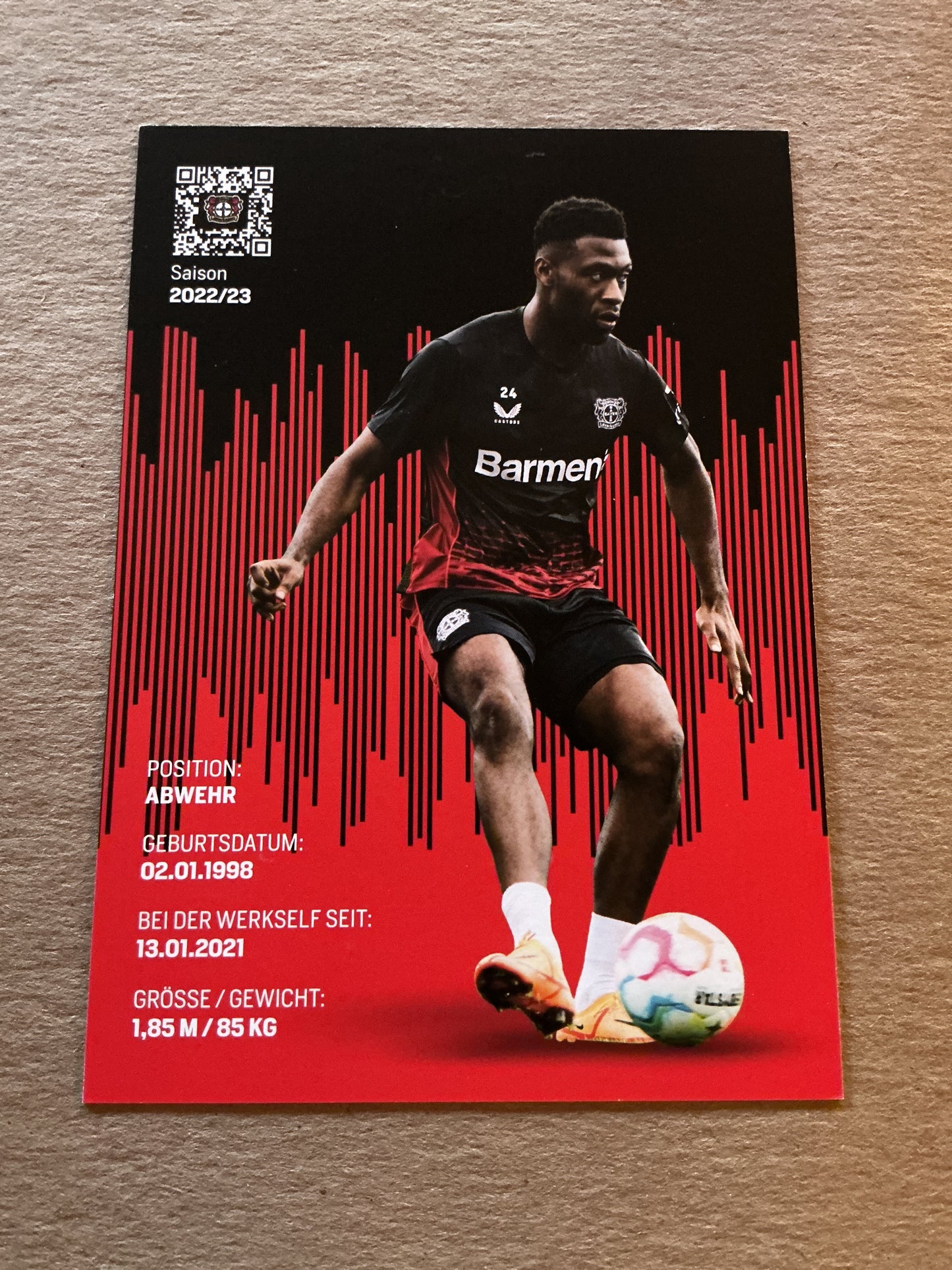 Timothy Fosu-Mensah, Netherlands π³π± Bayer 04 Leverkusen 2022/23 hand signed