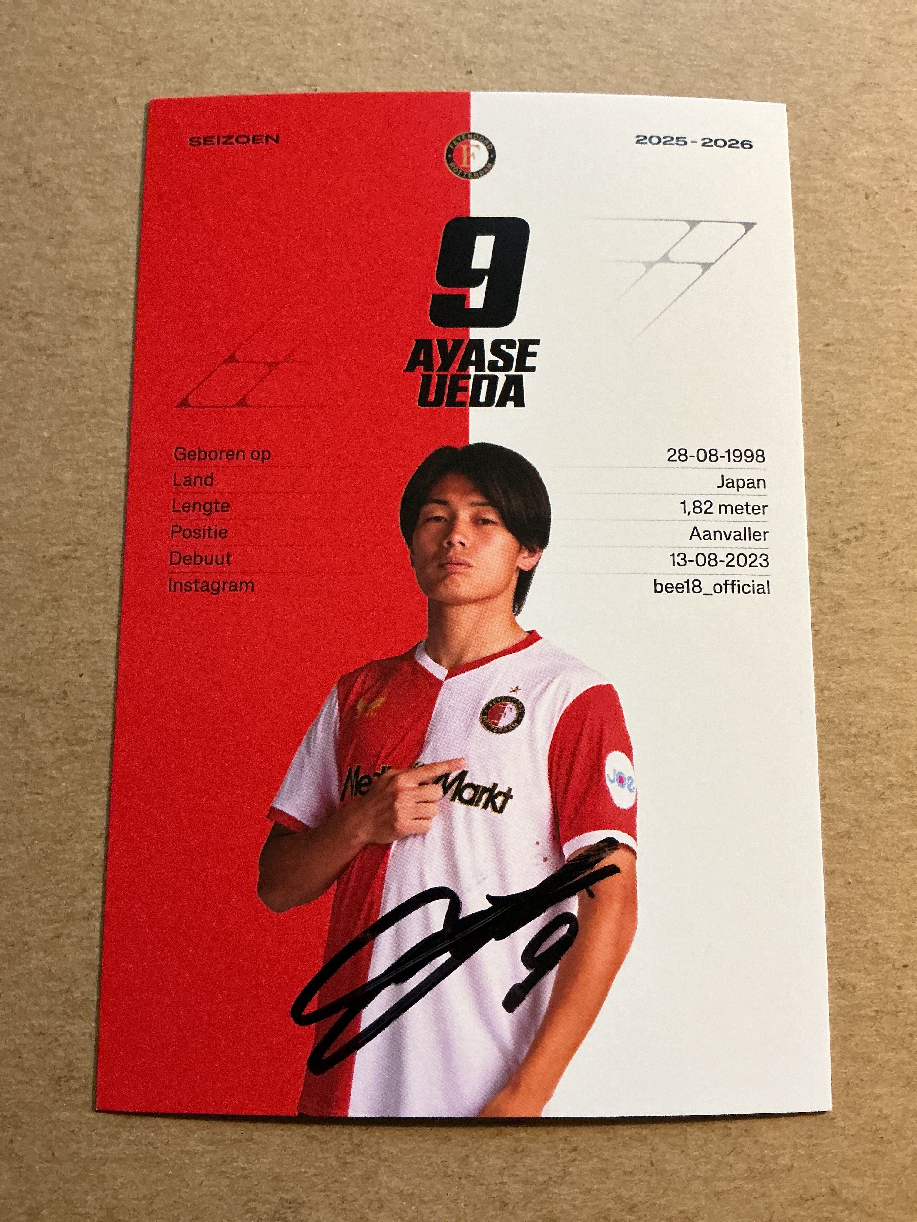 Ayase Ueda, Japan 🇯🇵 Feyenoord Rotterdam 2025/26 hand signed