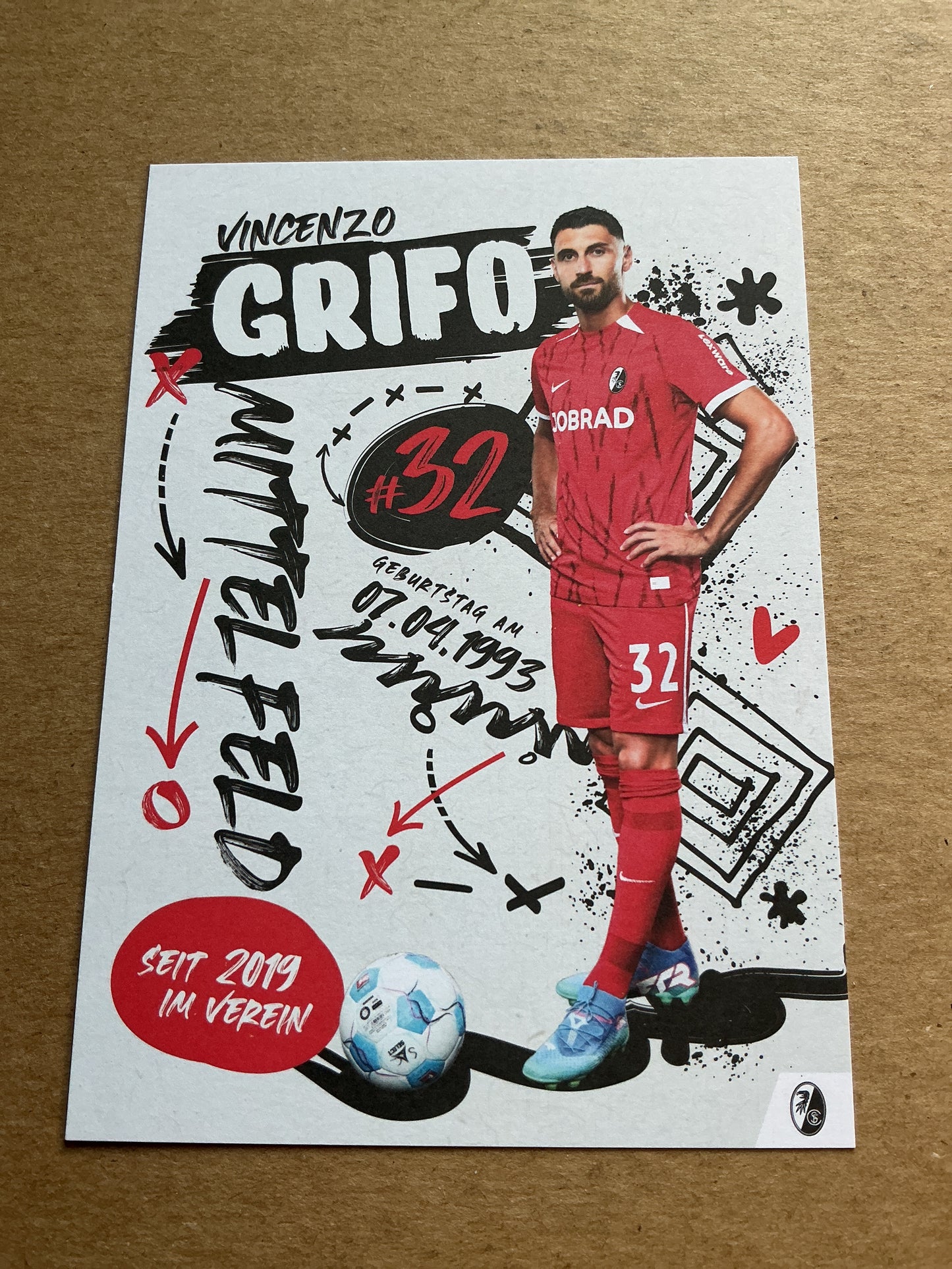 Vincenzo Grifo, Italy 🇮🇹 SC Freiburg 2024/25 hand signed