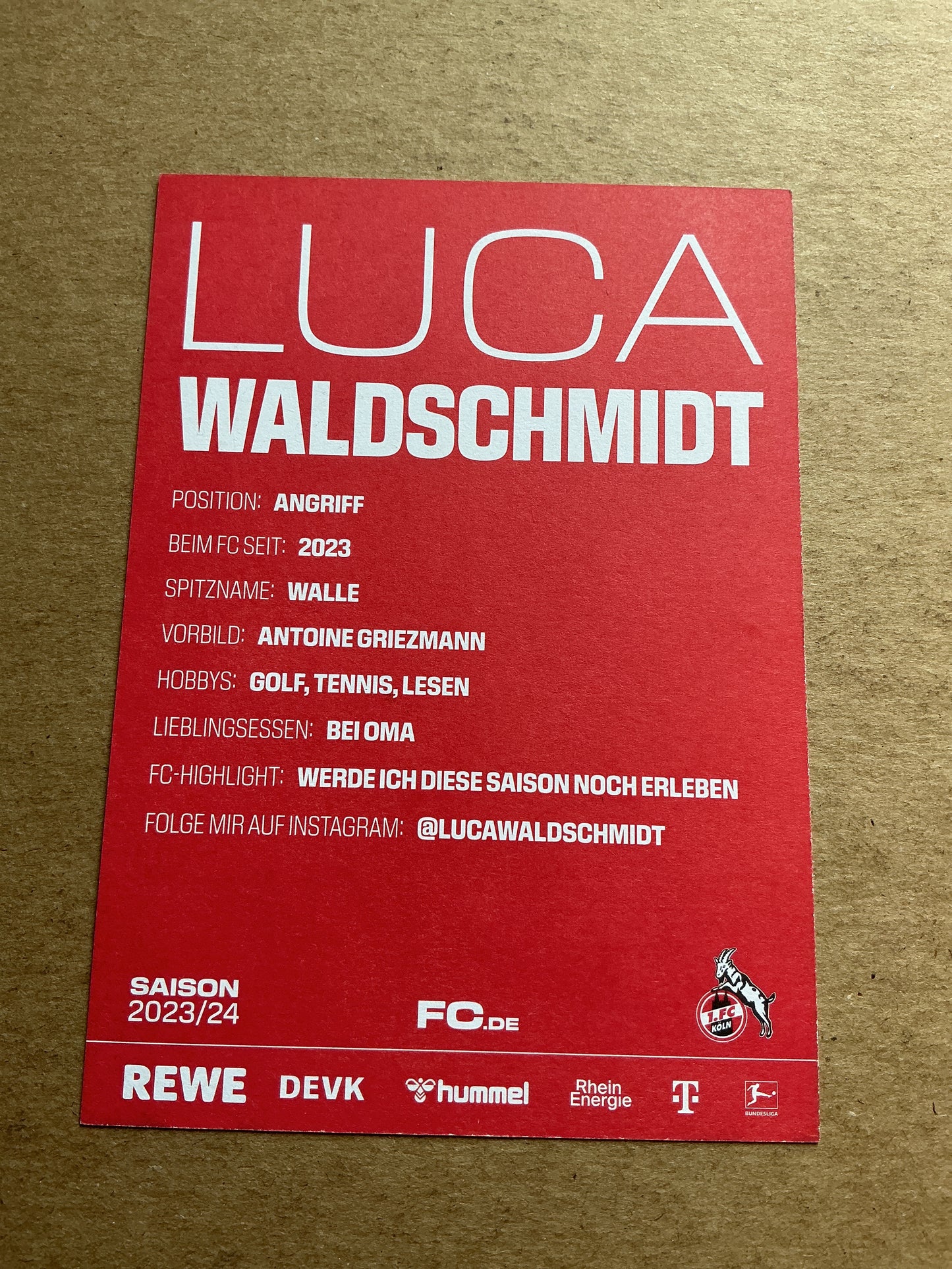 Luca Waldschmidt, Germany 🇩🇪 1.FC Köln 2023/24 hand signed