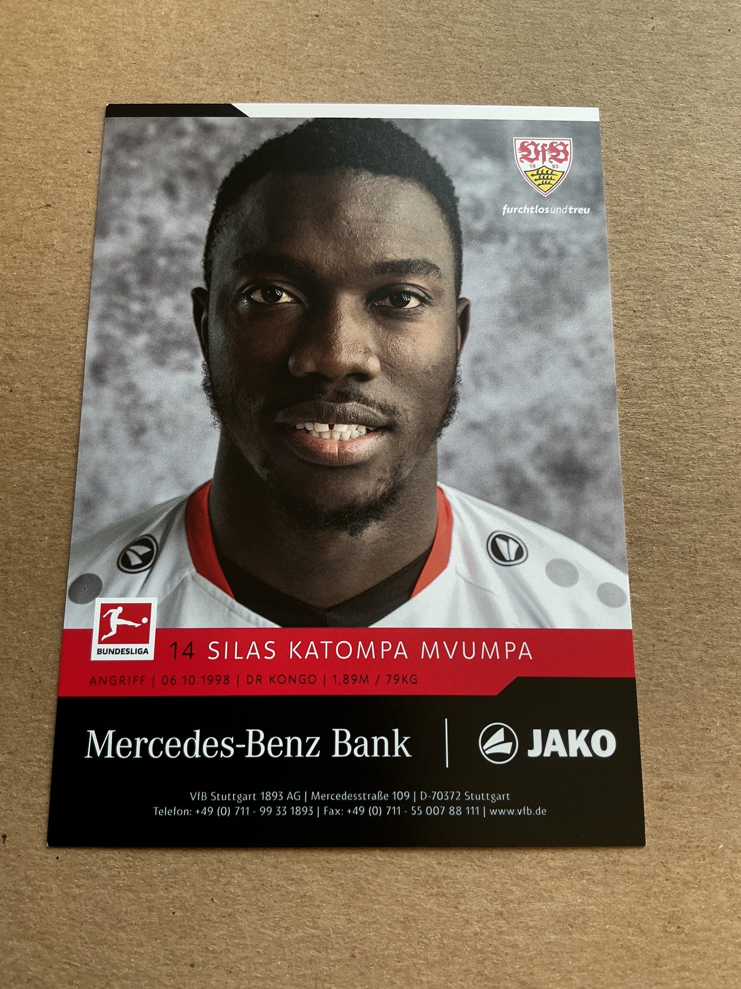 Silas Katompa Mvumpa, DR Kongo π¨π© VfB Stuttgart 2021/22 hand signed