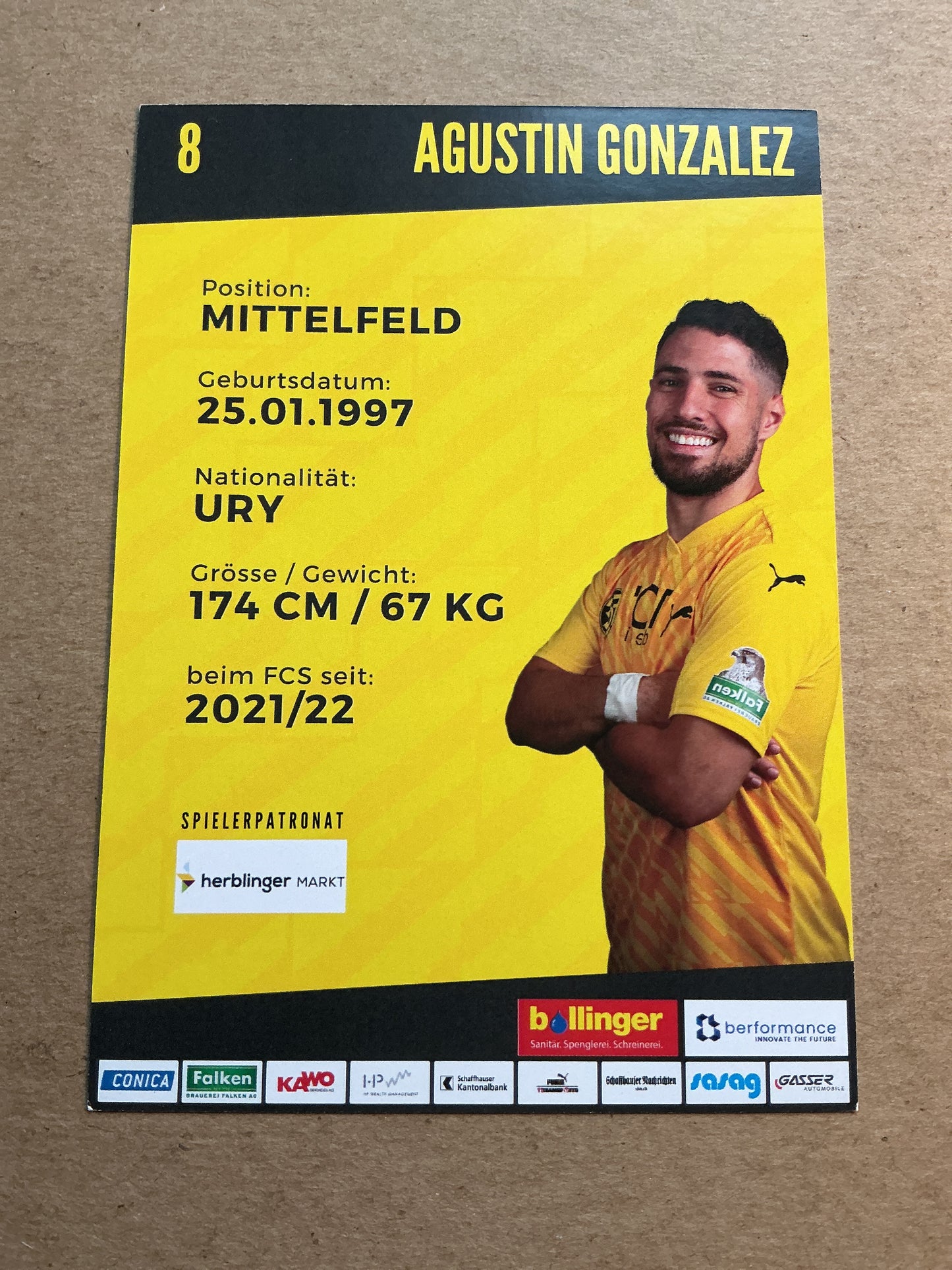 Agustin Gonzalez, Uruguay ๐บ๐พ FC Schaffhausen 2023/24 hand signed