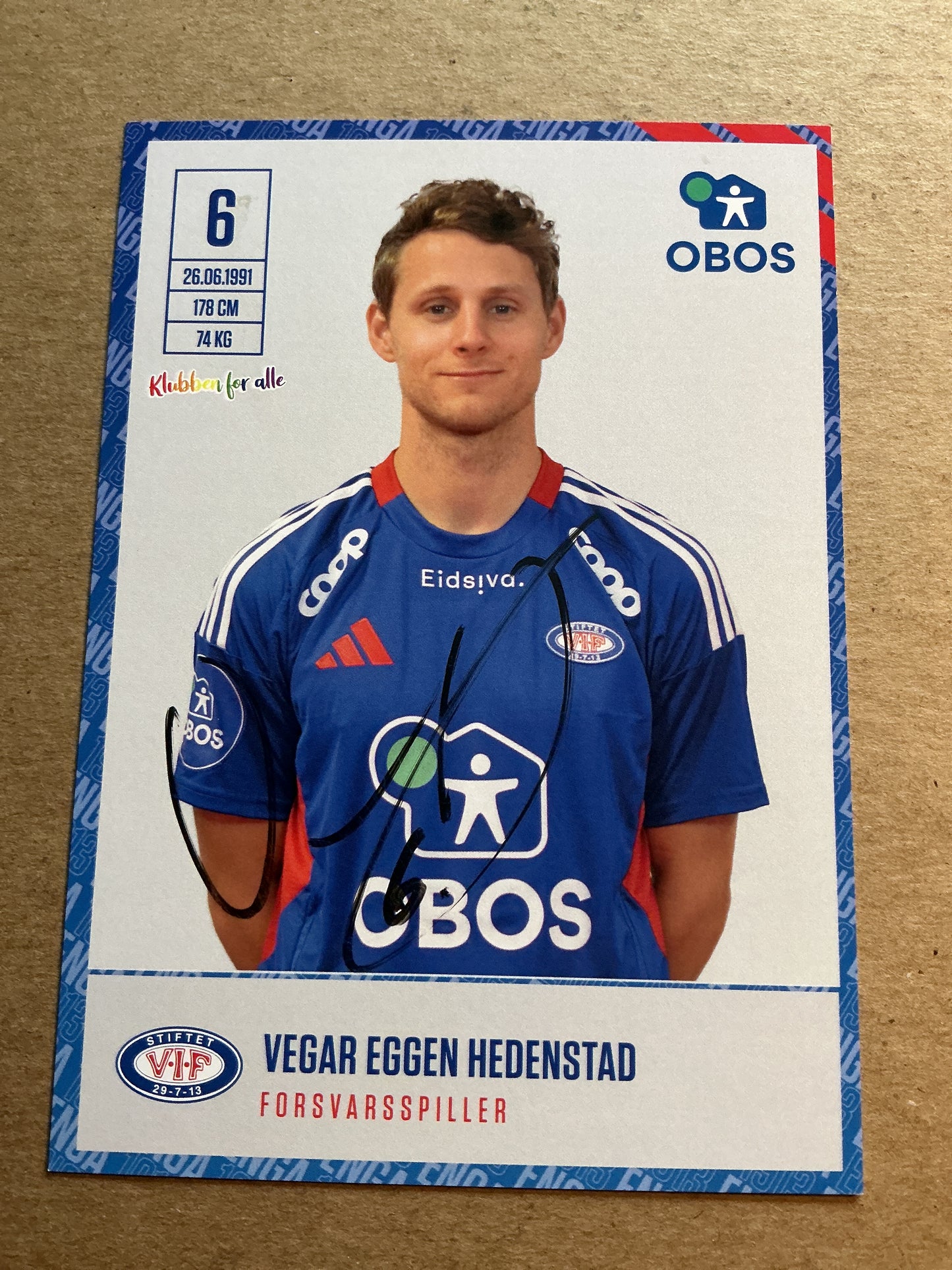 Vegar Eggen Hedenstad, Norway 🇳🇴 Vålerenga Fotball 2024/25 hand signed