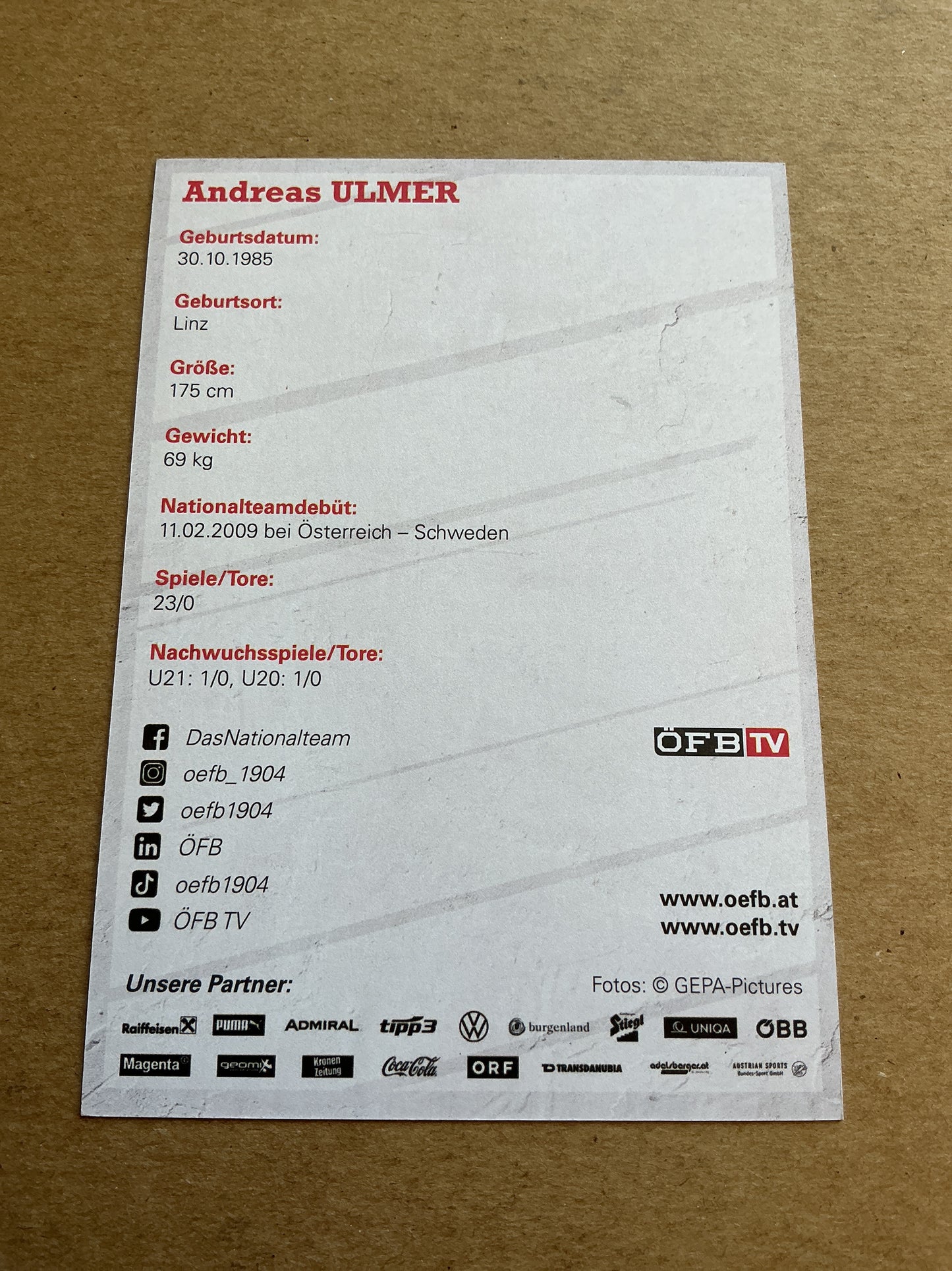 Andreas Ulmer, Austria 🇦🇹 2021 hand signed