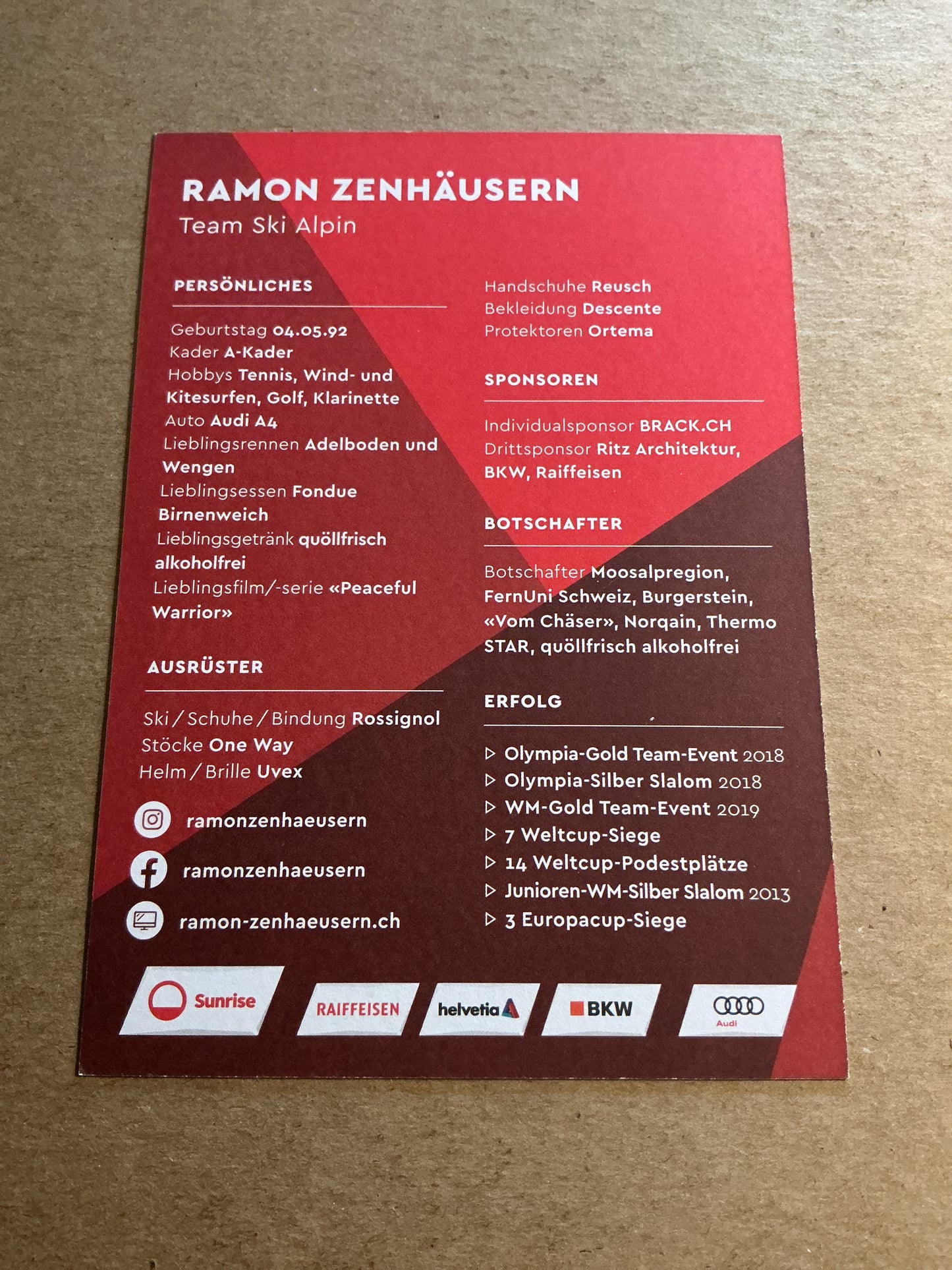 Ramon Zenhäusern, Switzerland 🇨🇭 Alpine Winter Sports 2024/25 hand signed