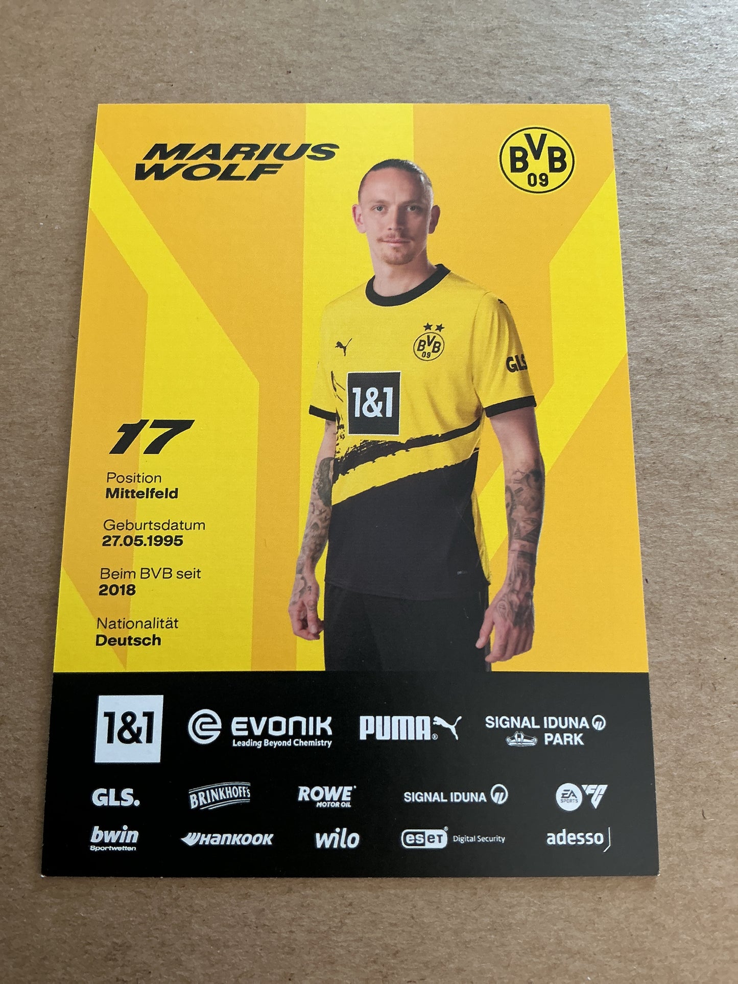 Marius Wolf, Germany 🇩🇪 Borussia Dortmund 2023/24 hand signed