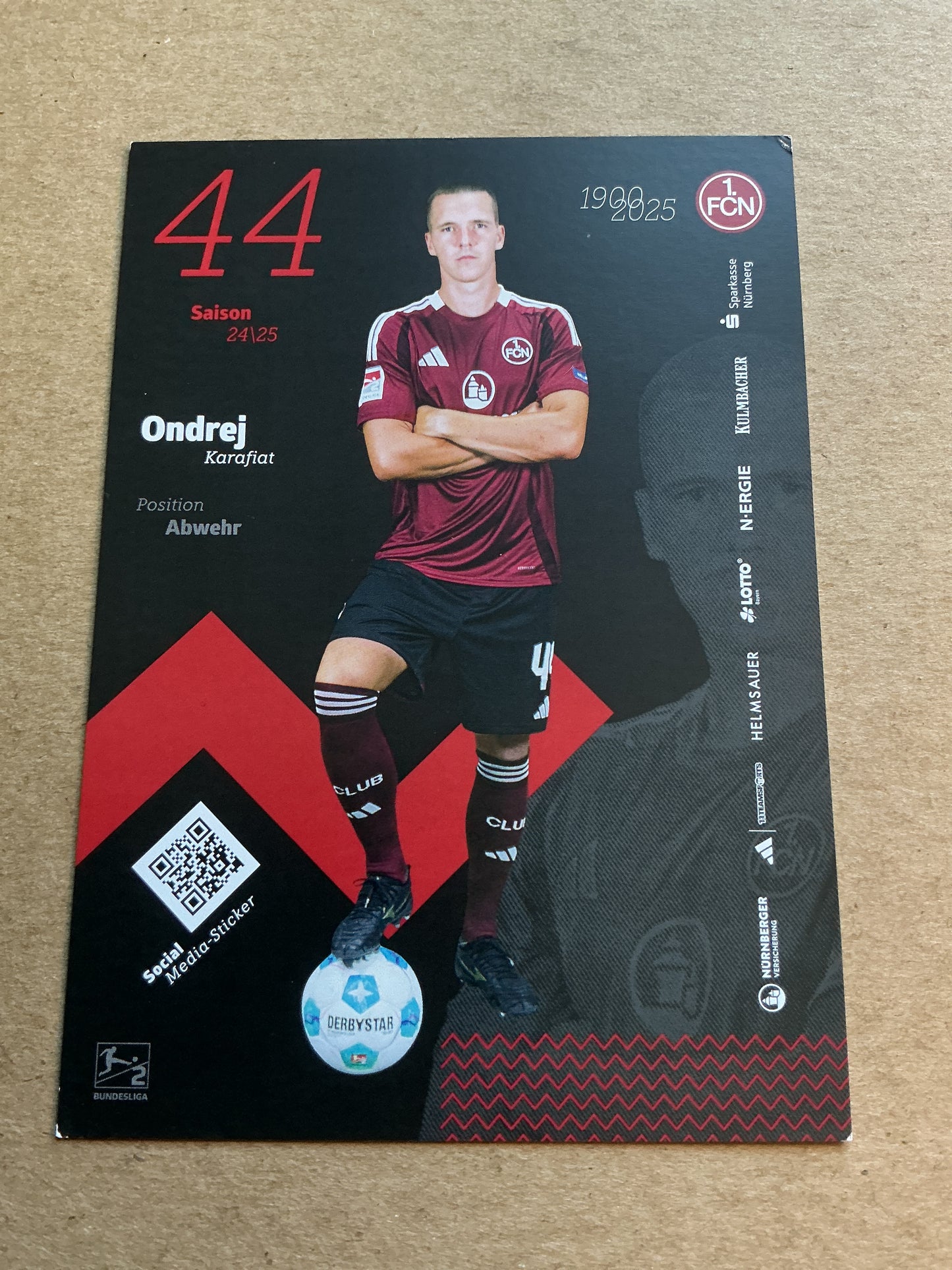 Ondrej Karafiat, Czech Republic 🇨🇿 1.FC Nürnberg 2024/25 hand signed