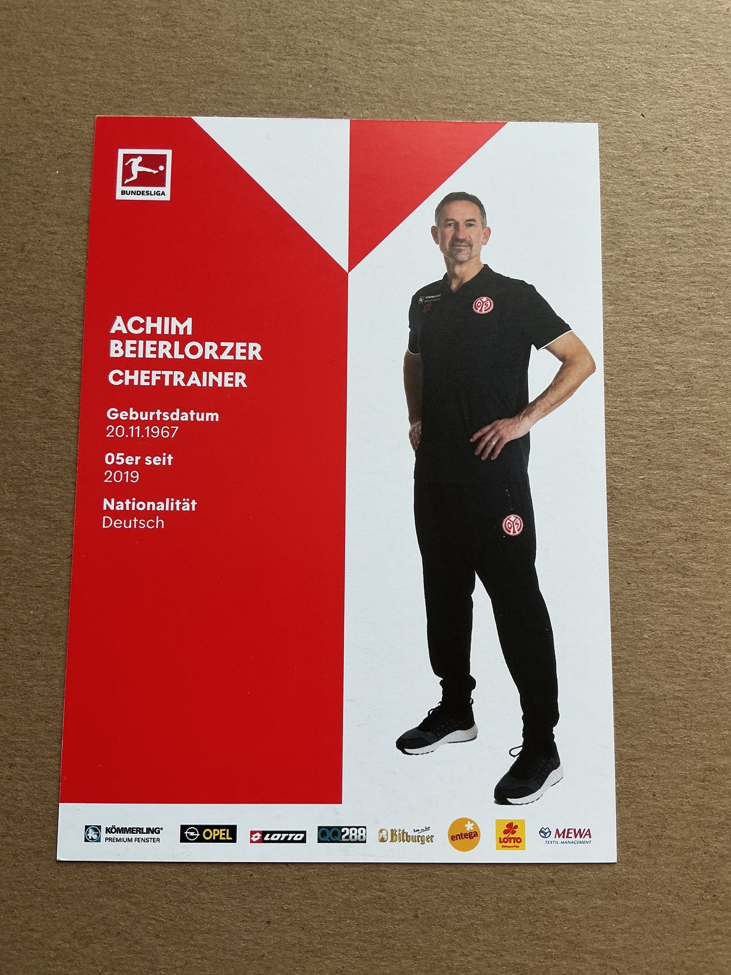 Achim Beierlorzer, Germany 🇩🇪 FSV Mainz 05 2019/20 hand signed