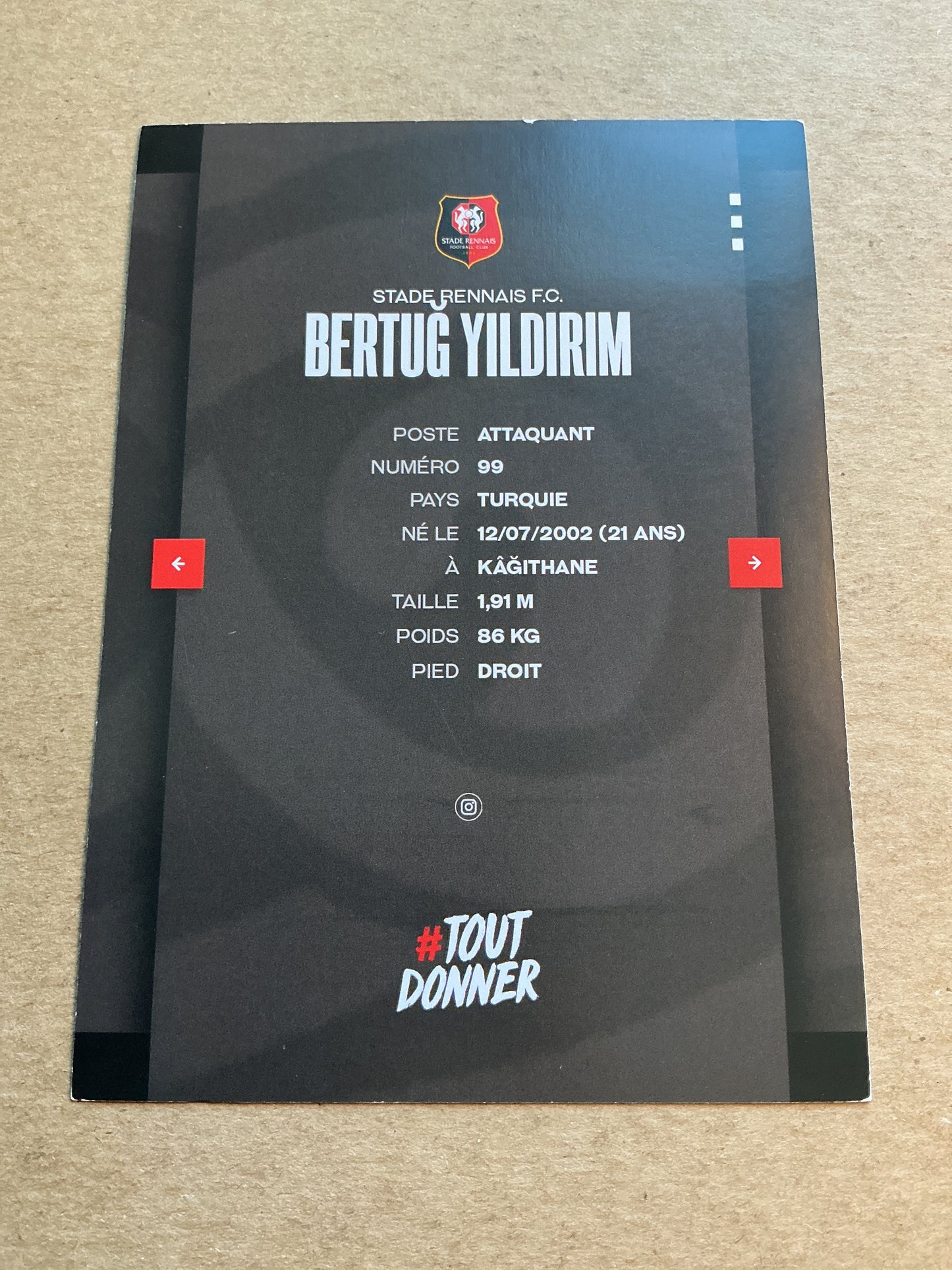 Bertug Yildirim, Türkiye 🇹🇷 Stade Rennes FC 2023/24 hand signed