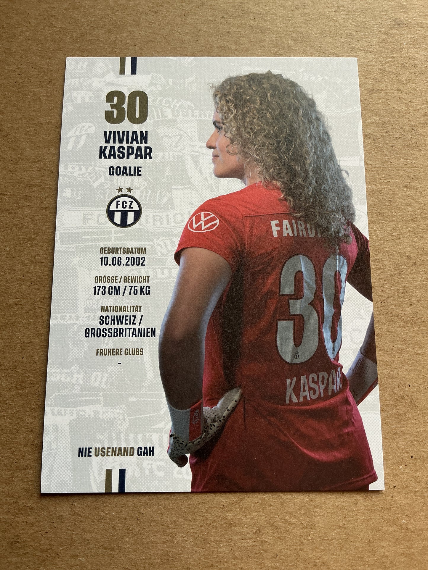 Vivian Kaspar, Switzerland 🇨🇭 FC Zürich 2023/24 hand signed