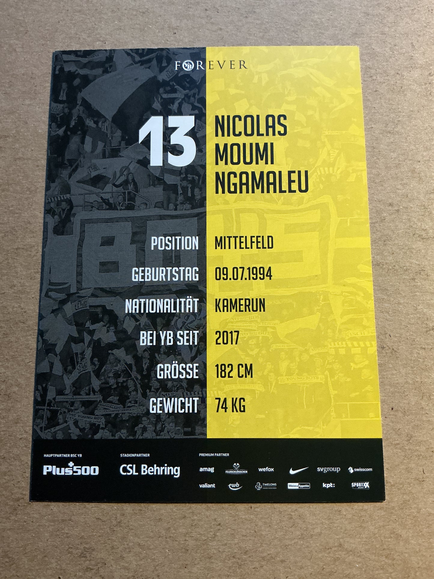 Moumi Ngamaleu, Cameroon 🇨🇲 BSC Young Boys 2021/22 hand signed