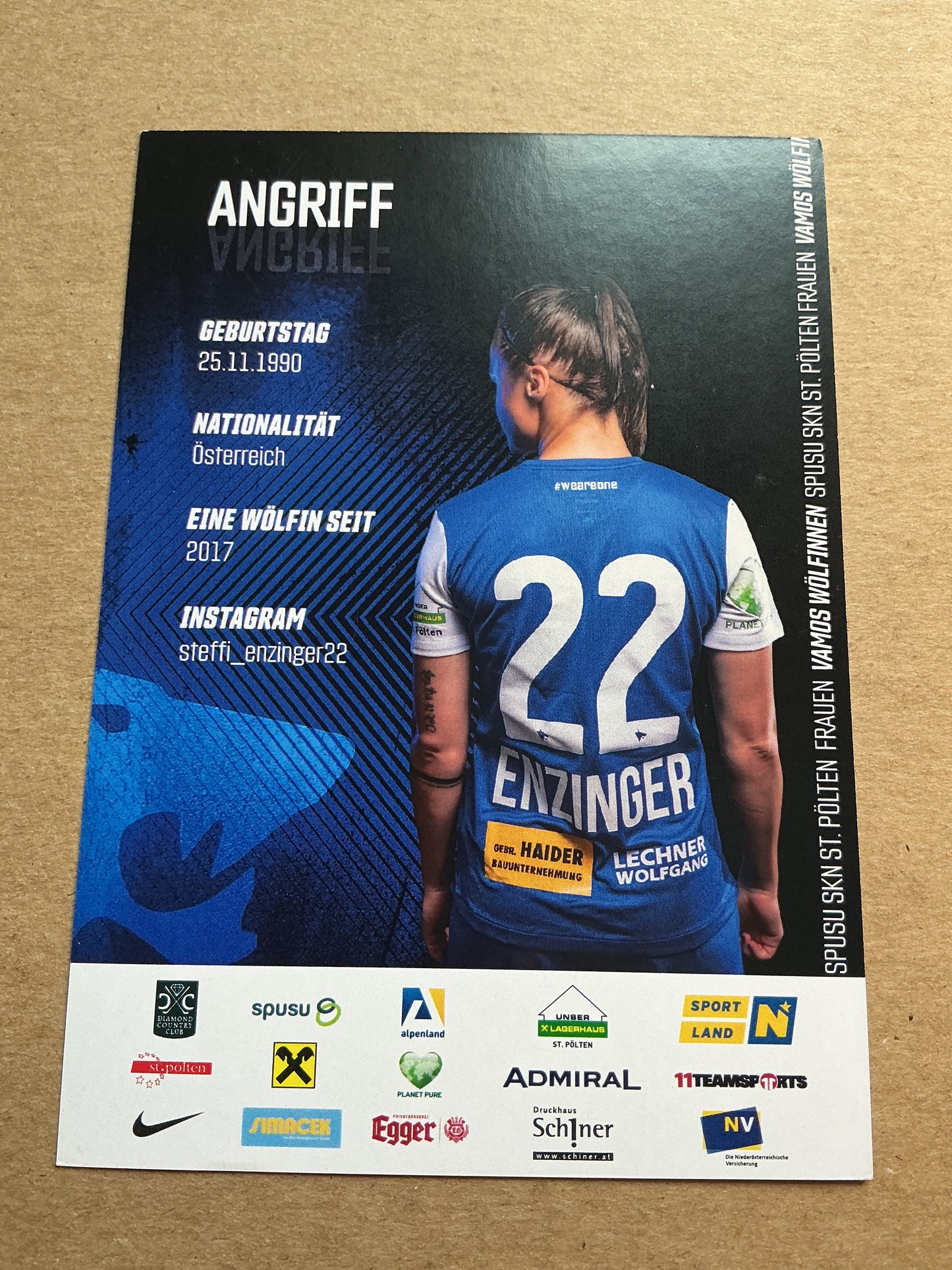 Stefanie Enzinger, Austria 🇦🇹 SKN St.Pölten 2022/23 hand signed