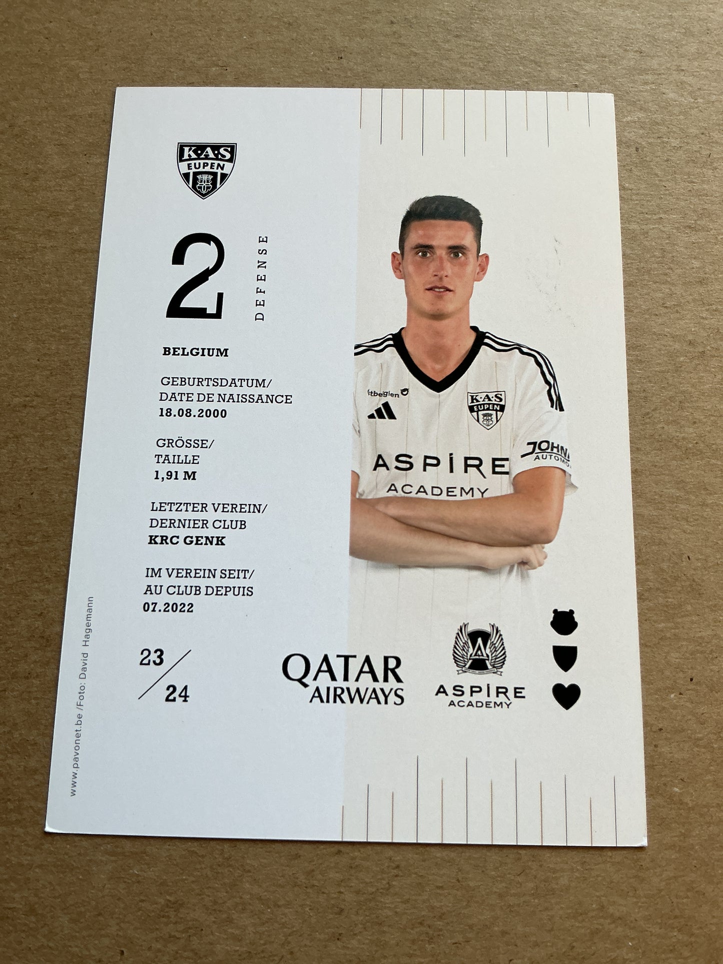 Yentl Van Genechten, Belgium 🇧🇪 KAS Eupen 2023/24 hand signed
