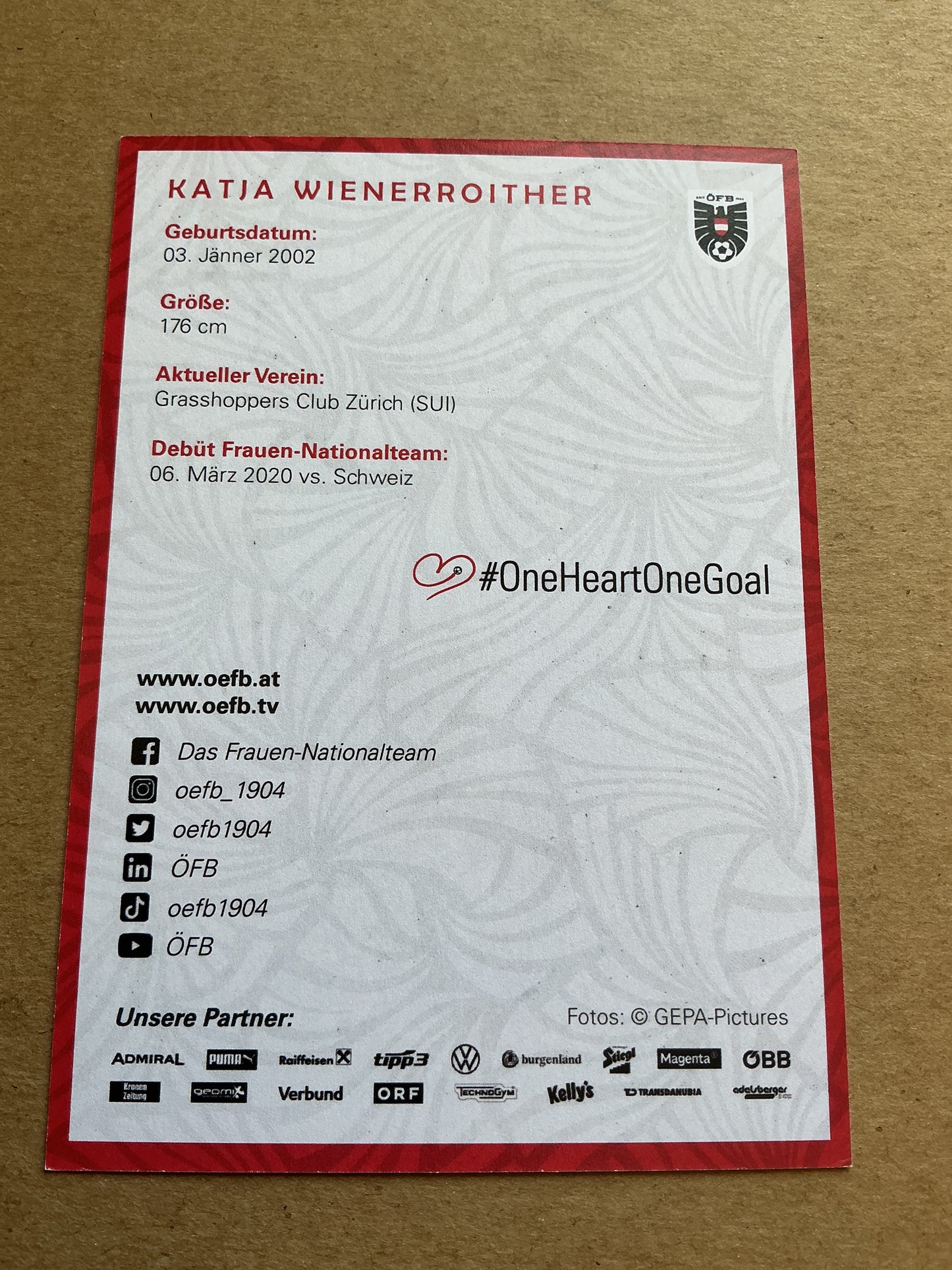Katja Wienroither, Austria 🇦🇹 2024 Grasshoppers Zürich hand signed