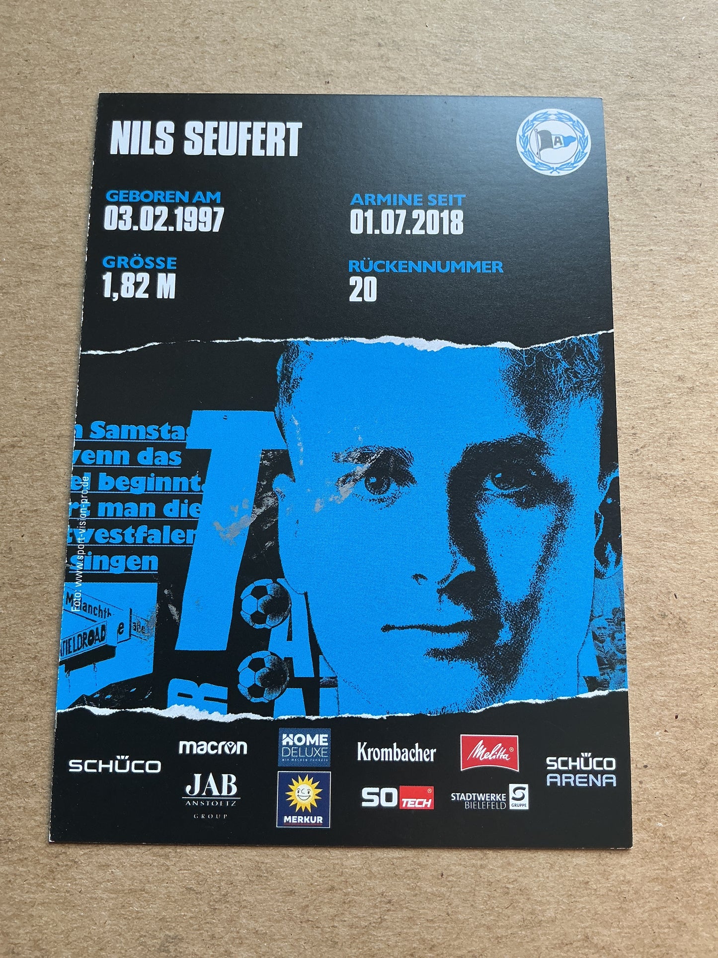 Nils Seufert, Germany π©πͺ Arminia Bielefeld 2020/21 hand signed