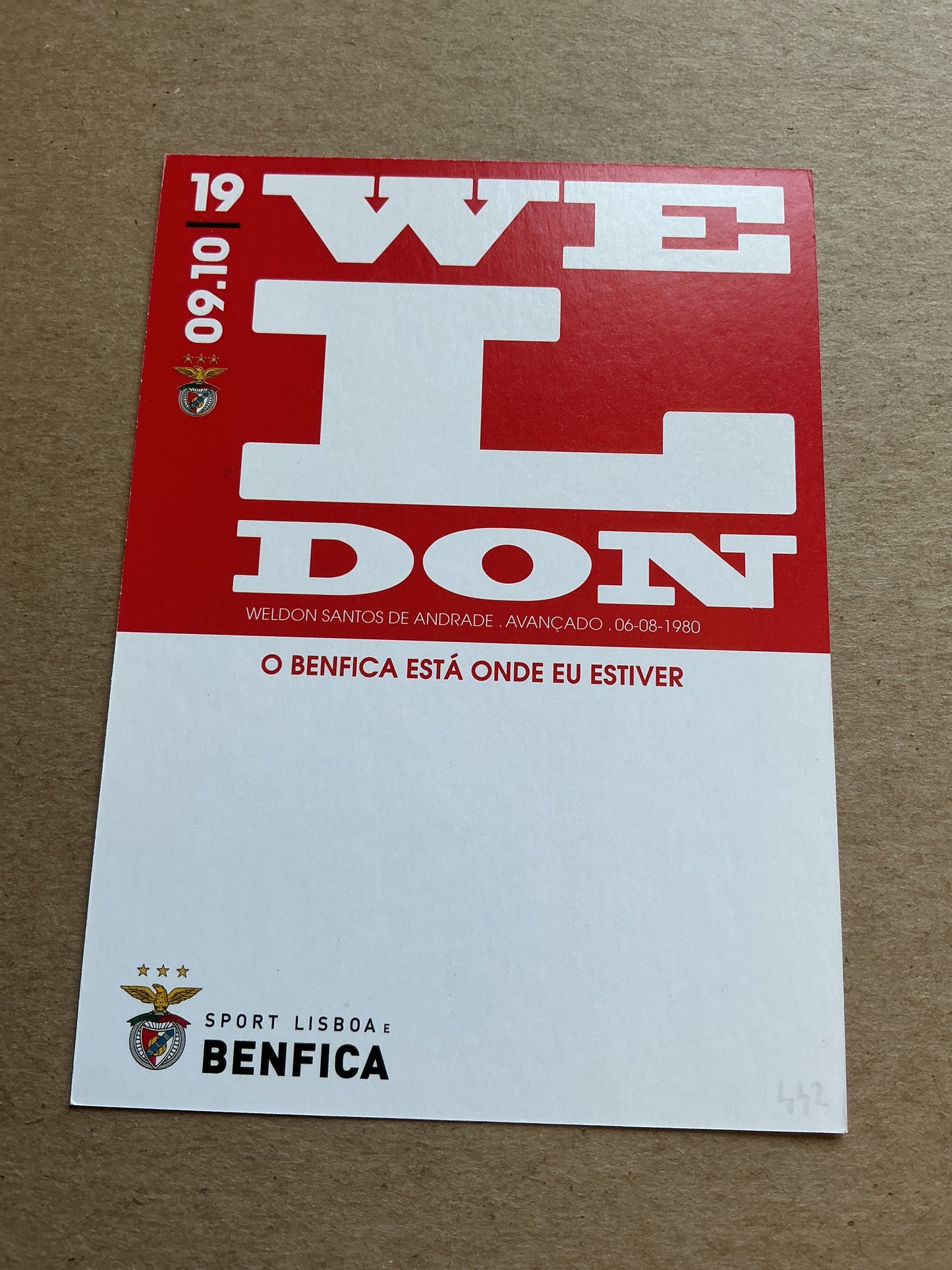 Weldon, Brazil 🇧🇷 SL Benfica 2009/10 hand signed