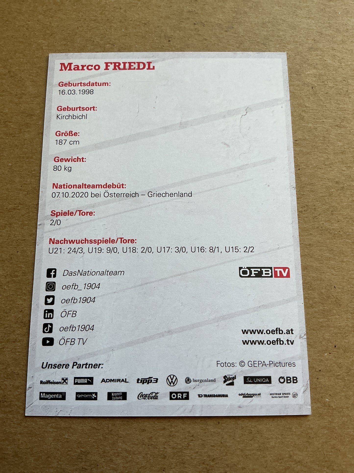 Marco Friedl, Austria 🇦🇹 2021 hand signed