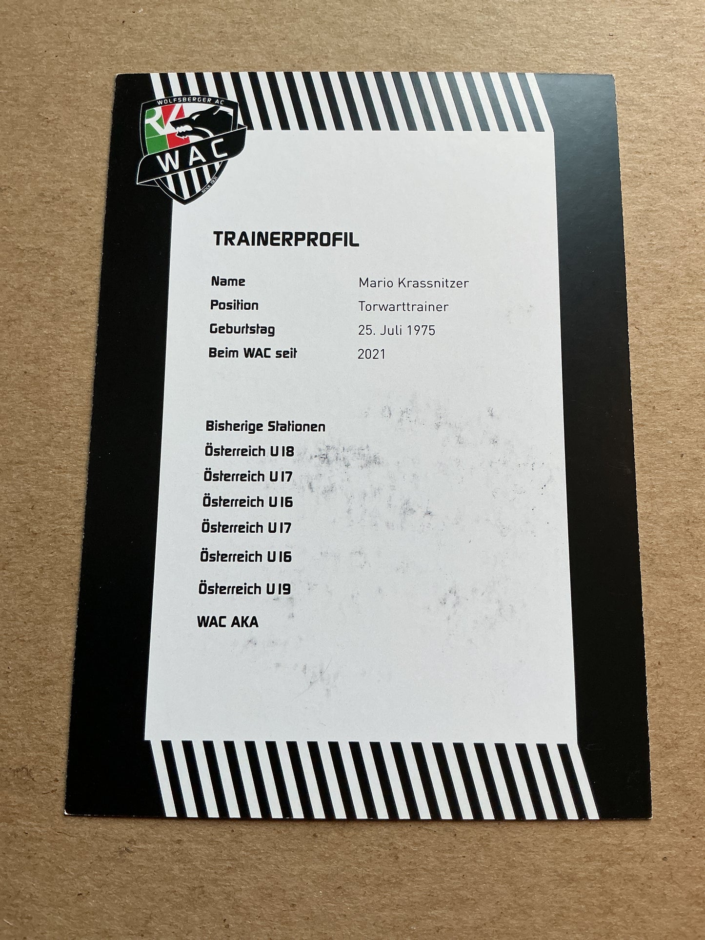 Mario Krassnitzer, Austria ๐ฆ๐น Wolfsberger AC 2023/24 hand signed