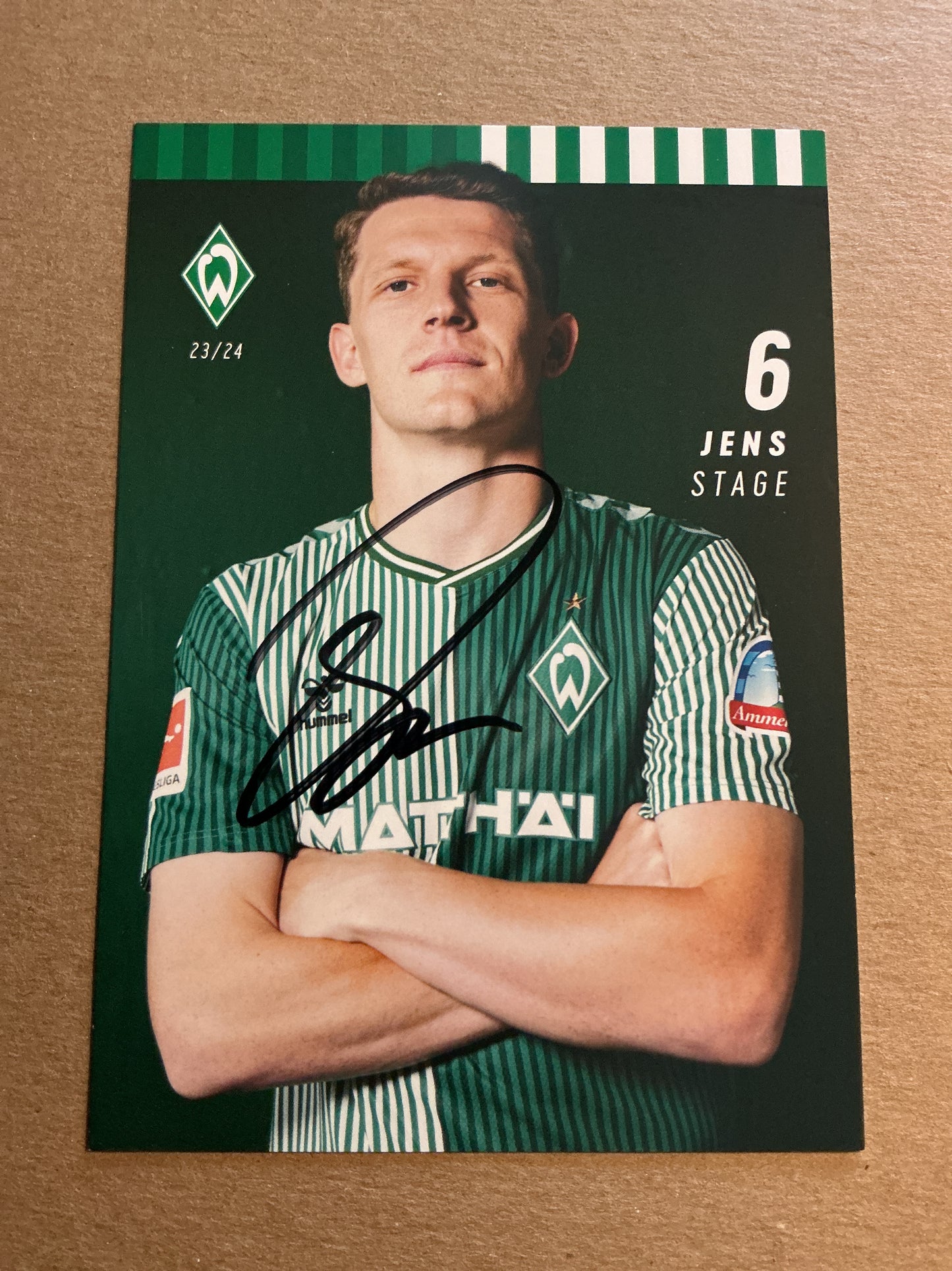 Jens Stage, Denmark 🇩🇰 SV Werder Bremen 2023/24 hand signed