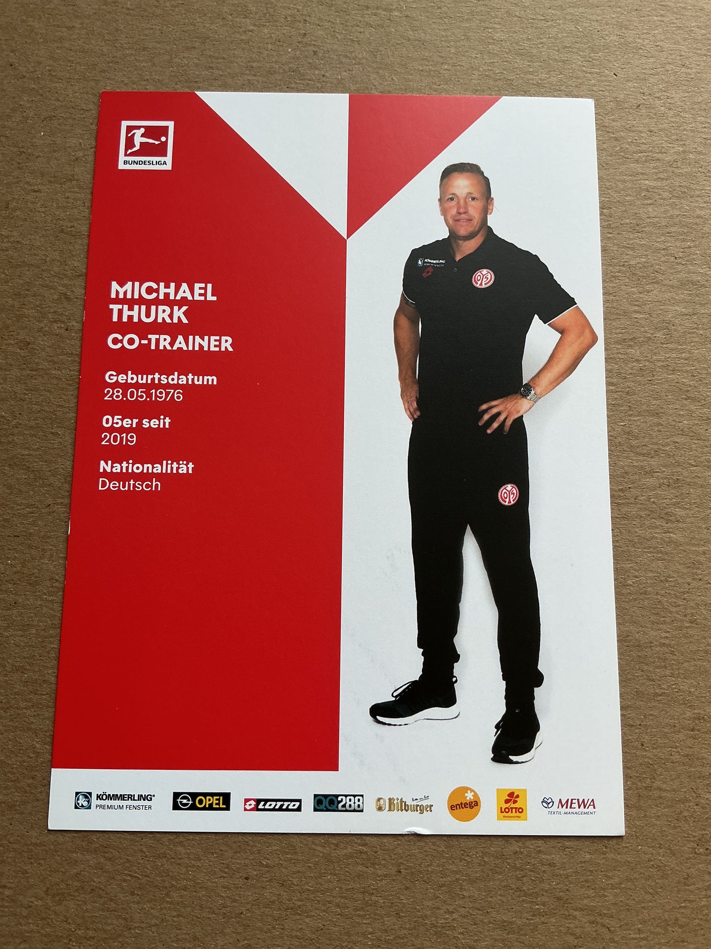 Michael Thurk, Germany 🇩🇪 FSV Mainz 05 2019/20 hand signed