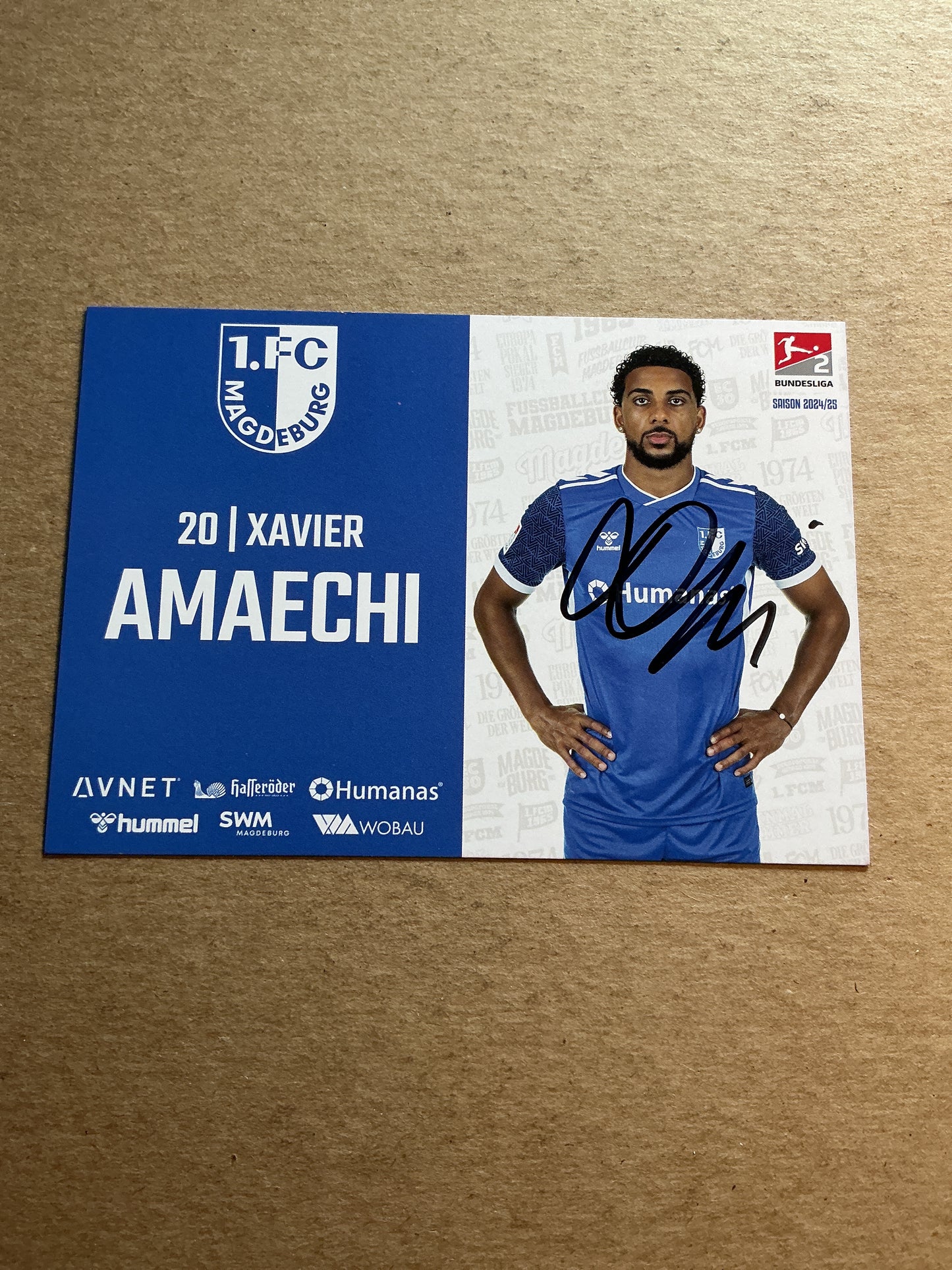 Xavier Amaechi, England 🏴 1.FC Magdeburg 2024/25 hand signed