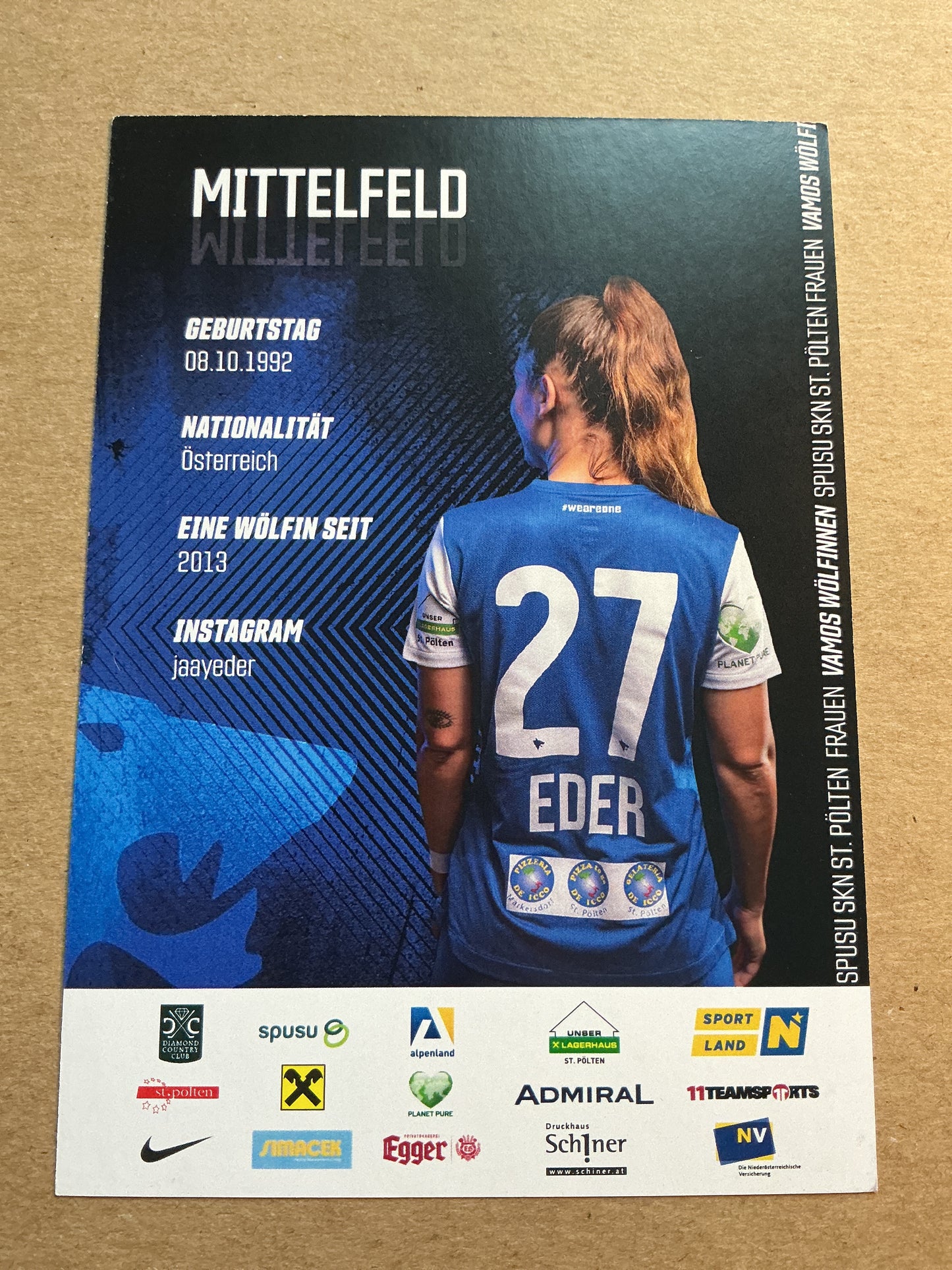 Jasmin Eder, Austria 🇦🇹 SKN St.Pölten 2022/23 hand signed