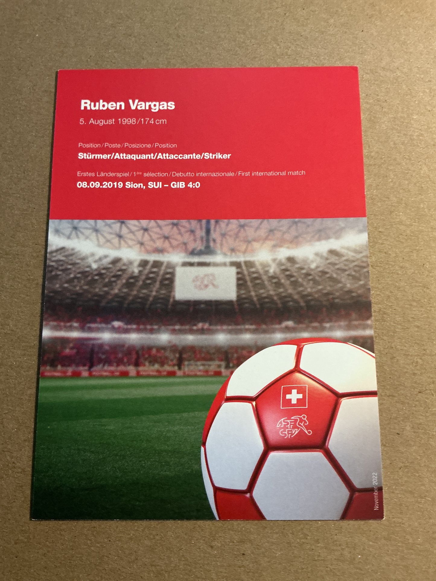 Ruben Vargas, Switzerland 🇨🇭FIFA World Cup 2022 hand signed