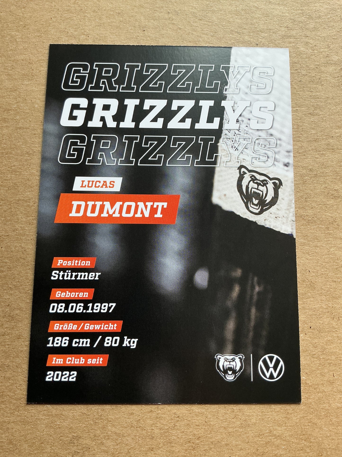 Lucas Dumont, Germany 🇩🇪 Grizzlys Wolfsburg 2024/25 hand signed